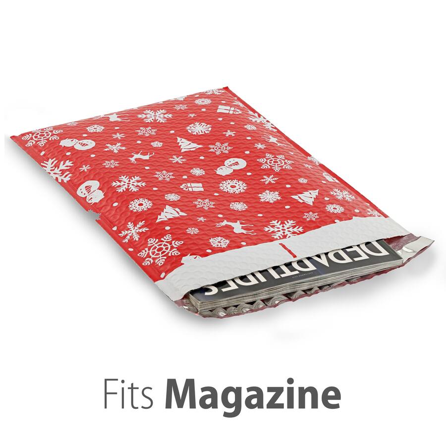 Fosmon 10.5 x 16 100 Pack #5 Christmas Holiday Poly Bubble Mailer Gift ...