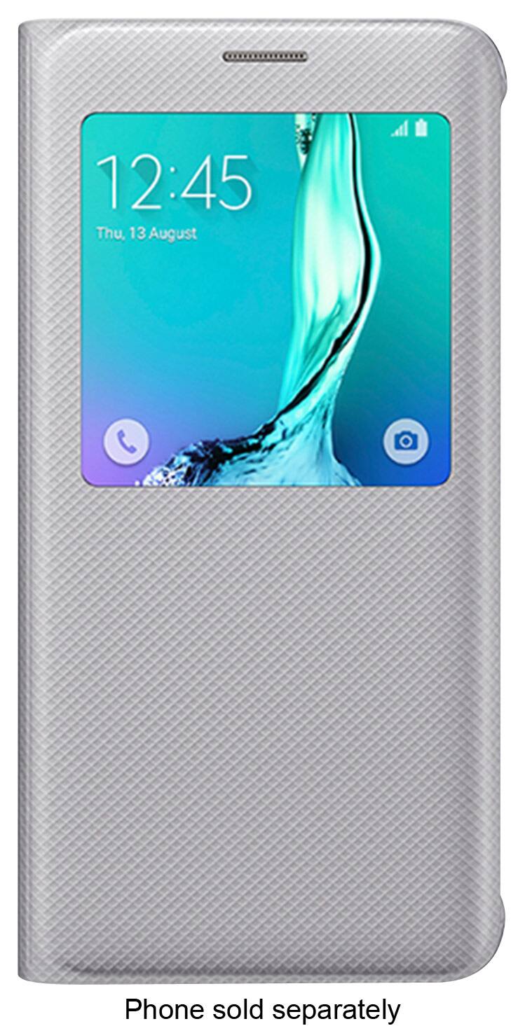 Front. Samsung - S-View Flip-Cover Case for Samsung Galaxy S6 edge Plus Cell Phones - Silver.