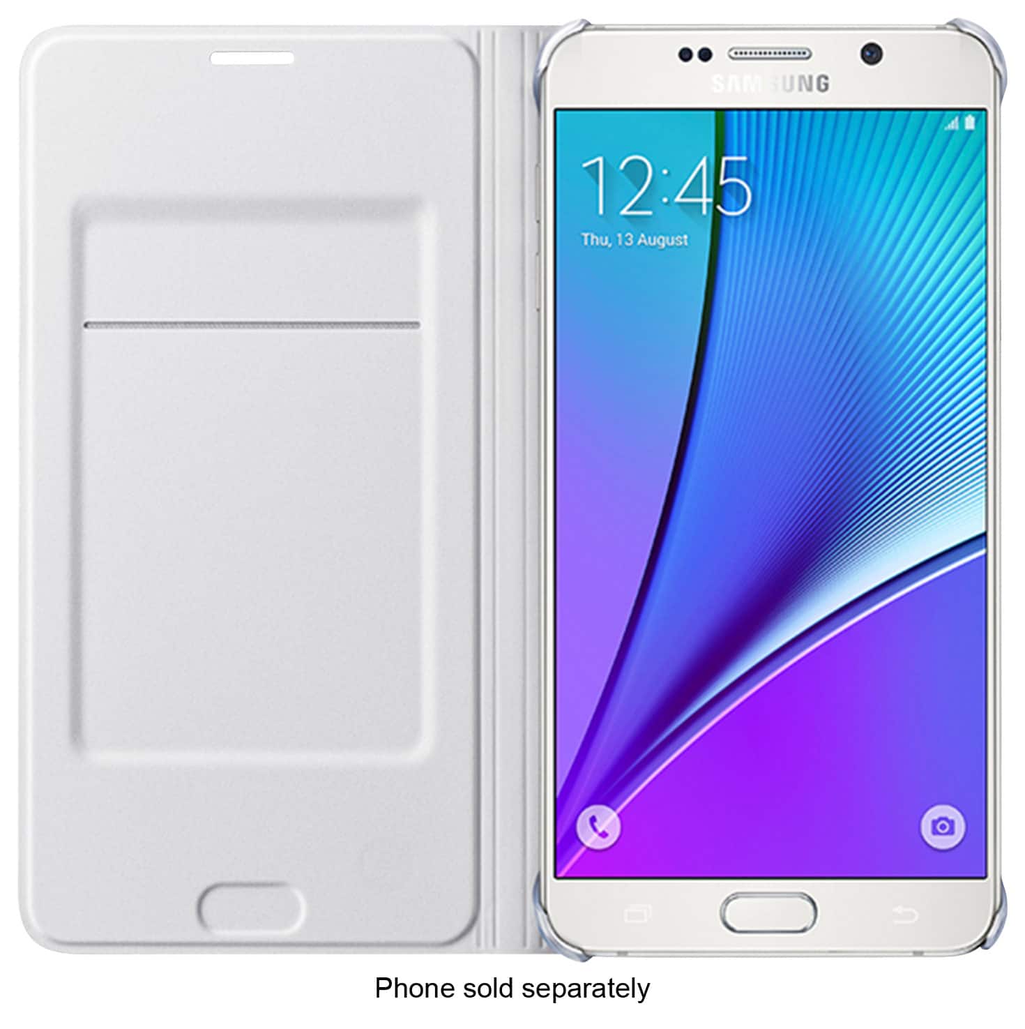 Front. Samsung - Wallet Flip-Cover Case for Samsung Galaxy Note 5 Cell Phones - White.