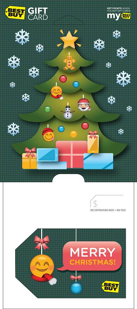 Front. Best Buy® - $15 Emoji Merry Christmas Holiday Gift Card.