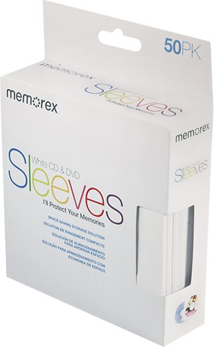  Memorex - 50-Pack White CD/DVD Sleeves - White