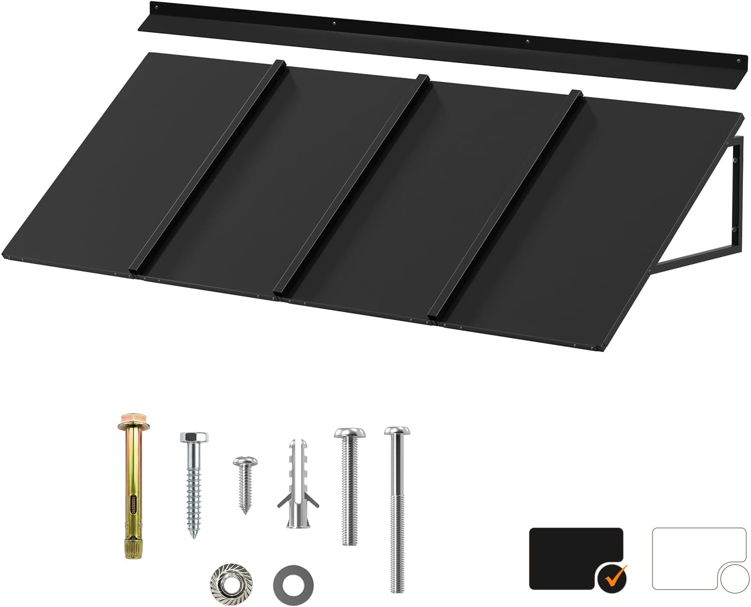 Front. Winado - 80" x 24" Metal Door Awning, Heavy Duty Powder-Coated Window Awning Outdoor with Reinforced Triangular Brackets - Black.