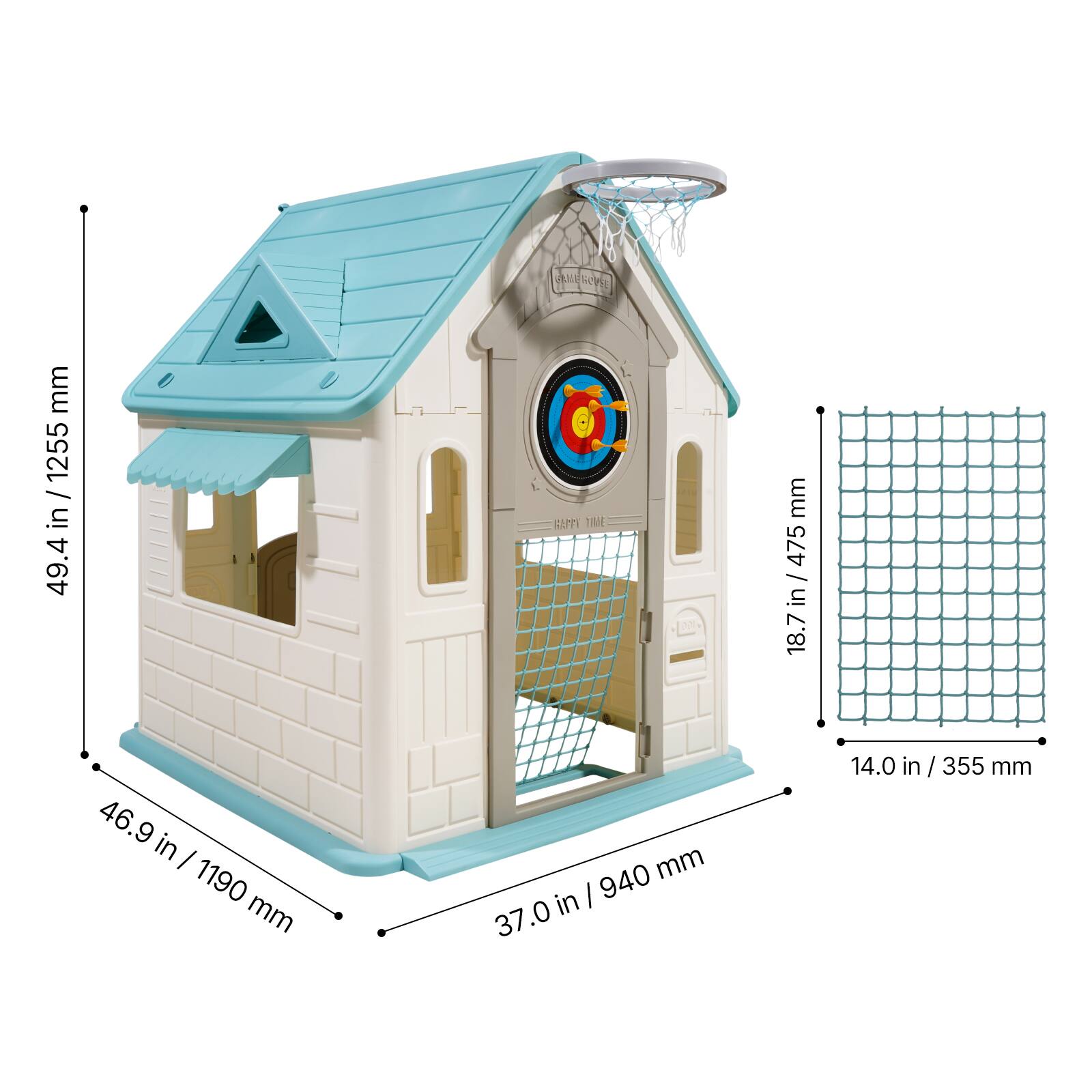 - Height: 49.4 in / 1255 mm
- Width: 46.9 in / 1190 mm
- Depth: 37.0 in / 940 mm
- Door Height: 18.7 in / 475 mm
- Door Width: 14.0 in / 355 mm
