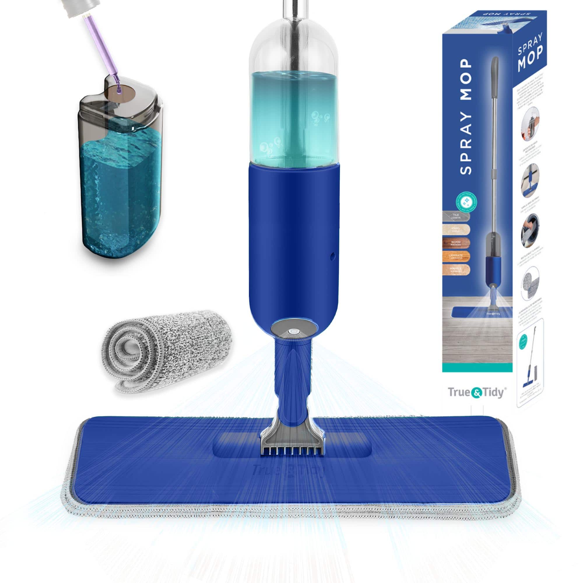 True & Tidy - Multi-Surface Spray Mop With Refillable Bottle - NAVY