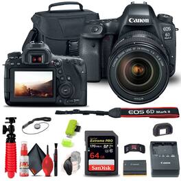 Canon - EOS 6D Mark II Camera with 24-105mm f/4L II Lens (1897C009) Extra Storage Bundle