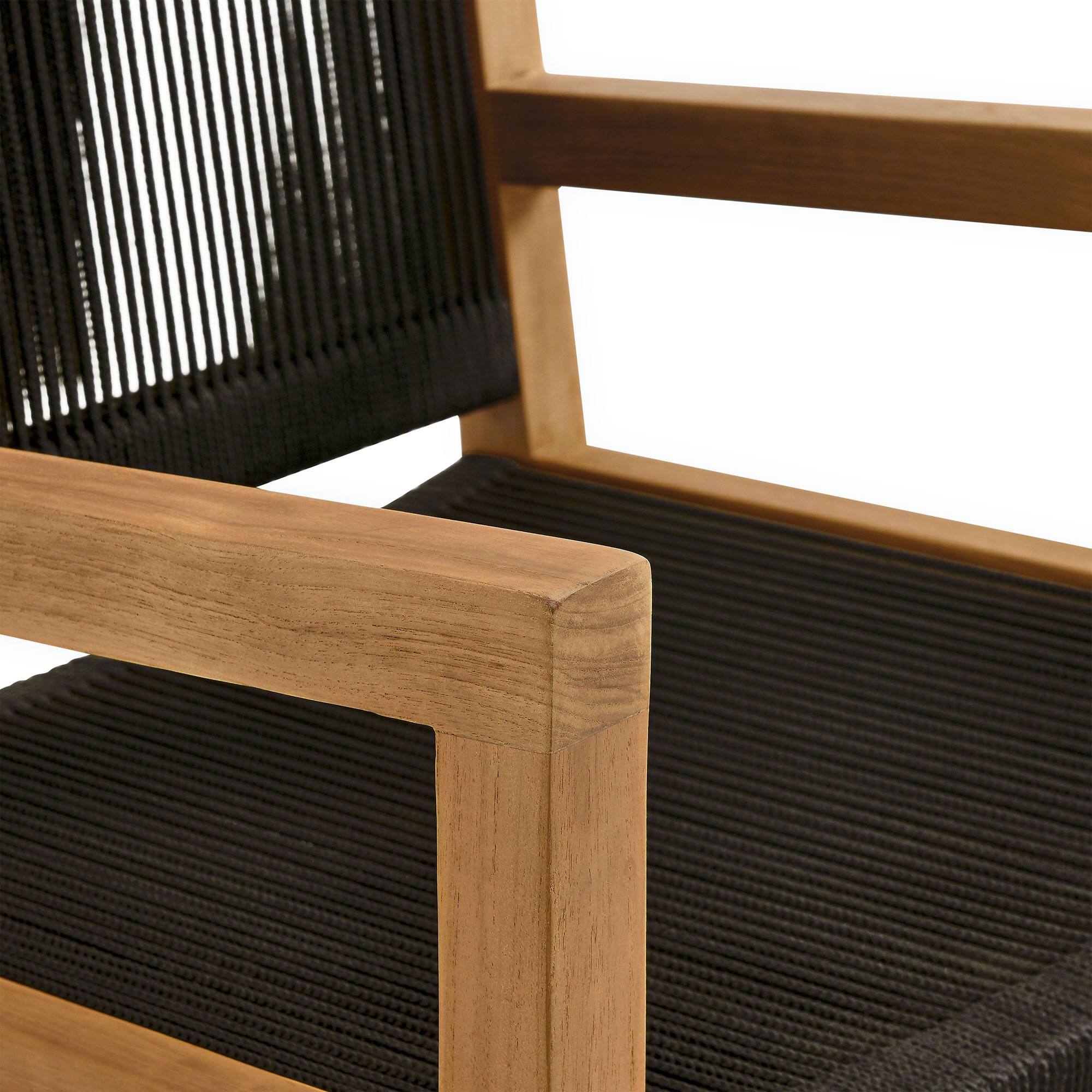 Alt View 6. Modway - Vienna Outdoor Patio Teak and Rope Dining Armchairs Set of 2 by Modway - Natural Black.