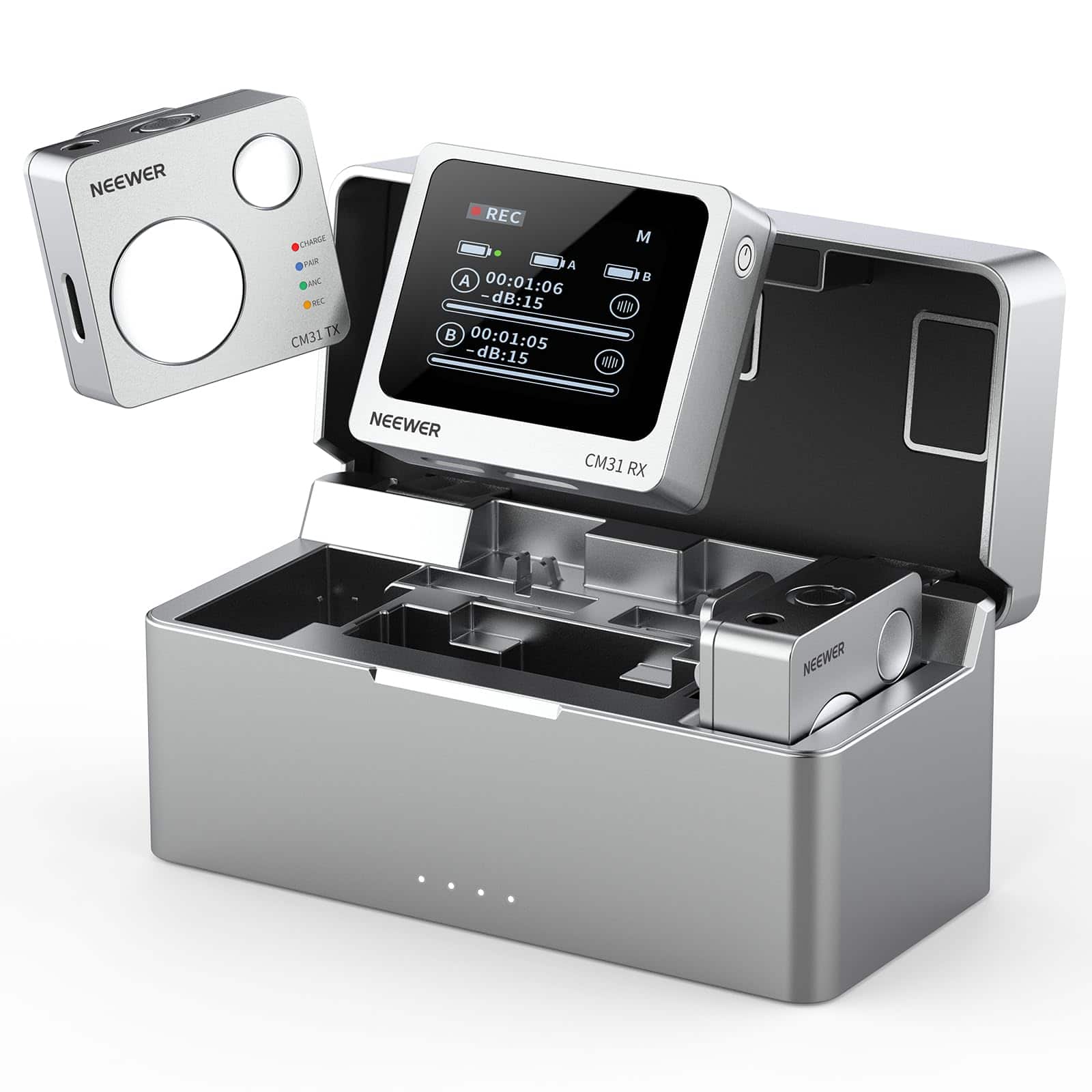 Neewer - CM31 Wireless Lav Mic, 8GB Storage, 820ft Range, 48KHz, Noise Cancel