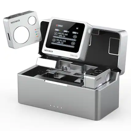 NEEWER CHIRE PAR 20 m TX CM31 REC A A 00:01:06 dB:15 00:01:05 dB:15 M di 4P NEEWER CM31 RX NEEWER