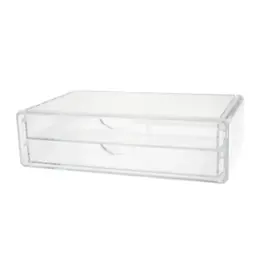 Martha Stewart - Brody Desktop Organization Box with 2 Half Moon Opening Pullout Drawers-Clear Plastic - Clear