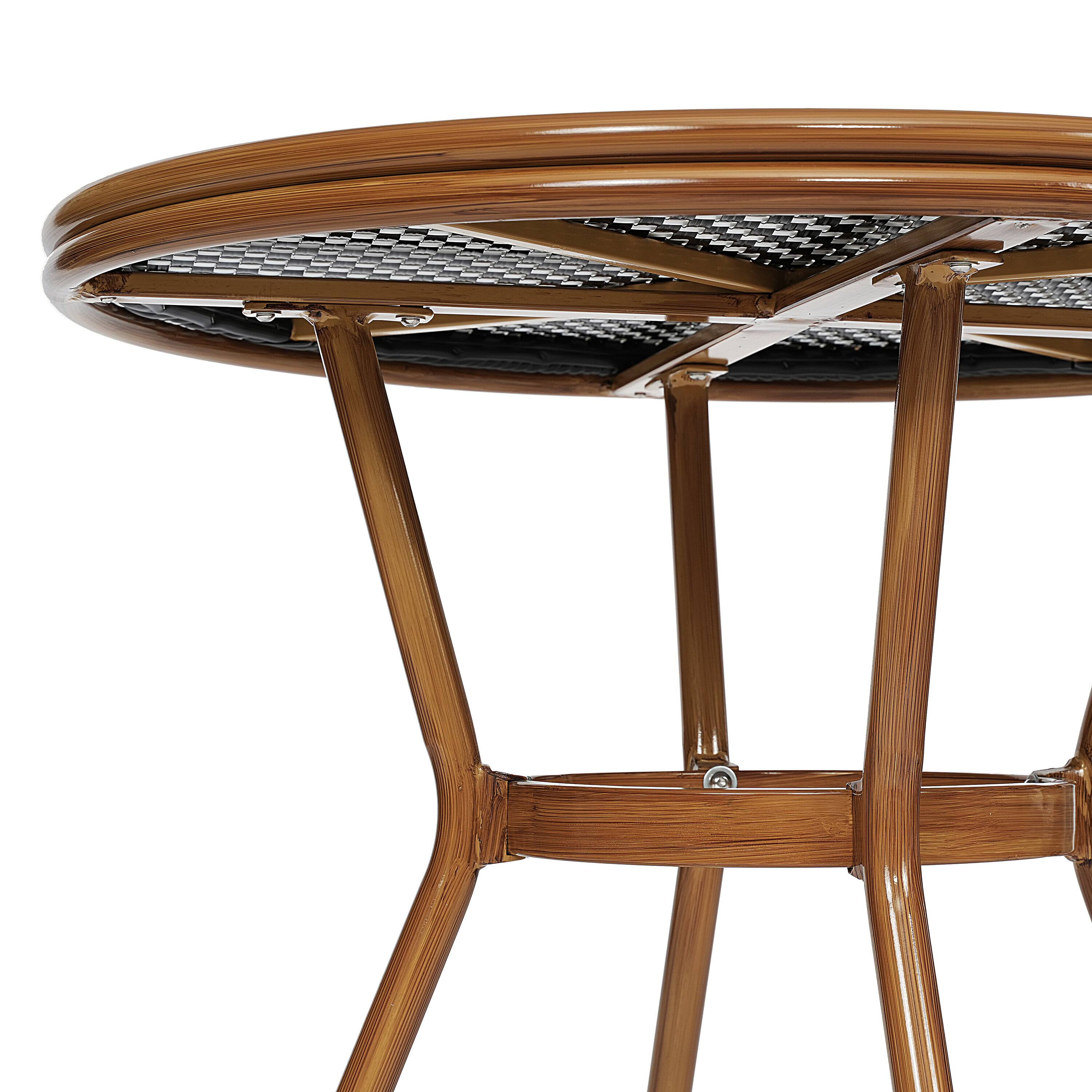 Alt View 9. Emma + Oliver - Soie Indoor/Outdoor Bistro Style 31.5 in. Table with PE Rattan, Glass Top, and Four Chairs - Metal Frame - Black & White Rattan/Natural Frame.