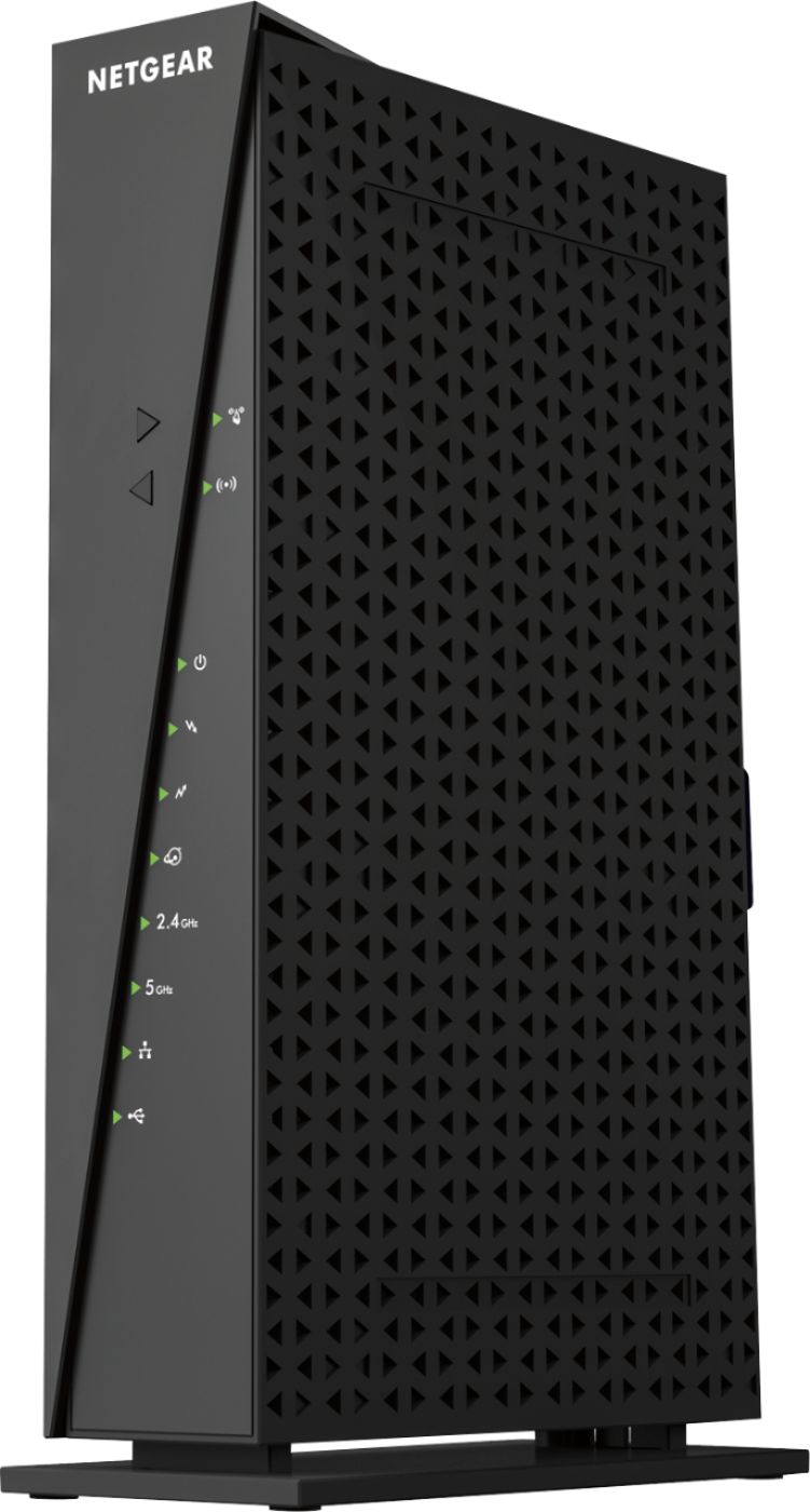 Angle View: NETGEAR - Dual-Band AC1750 Router with 16 x 4 DOCSIS 3.0 Cable Modem - Black