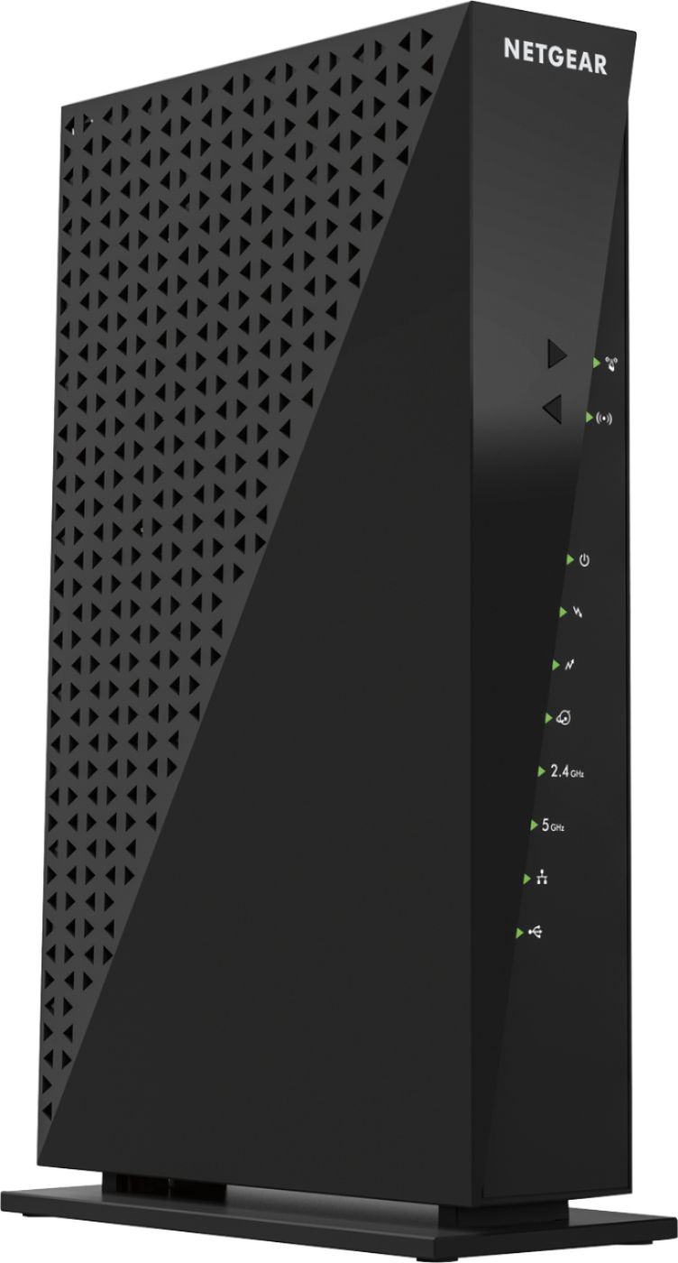 Left View: NETGEAR - Dual-Band AC1750 Router with 16 x 4 DOCSIS 3.0 Cable Modem - Black