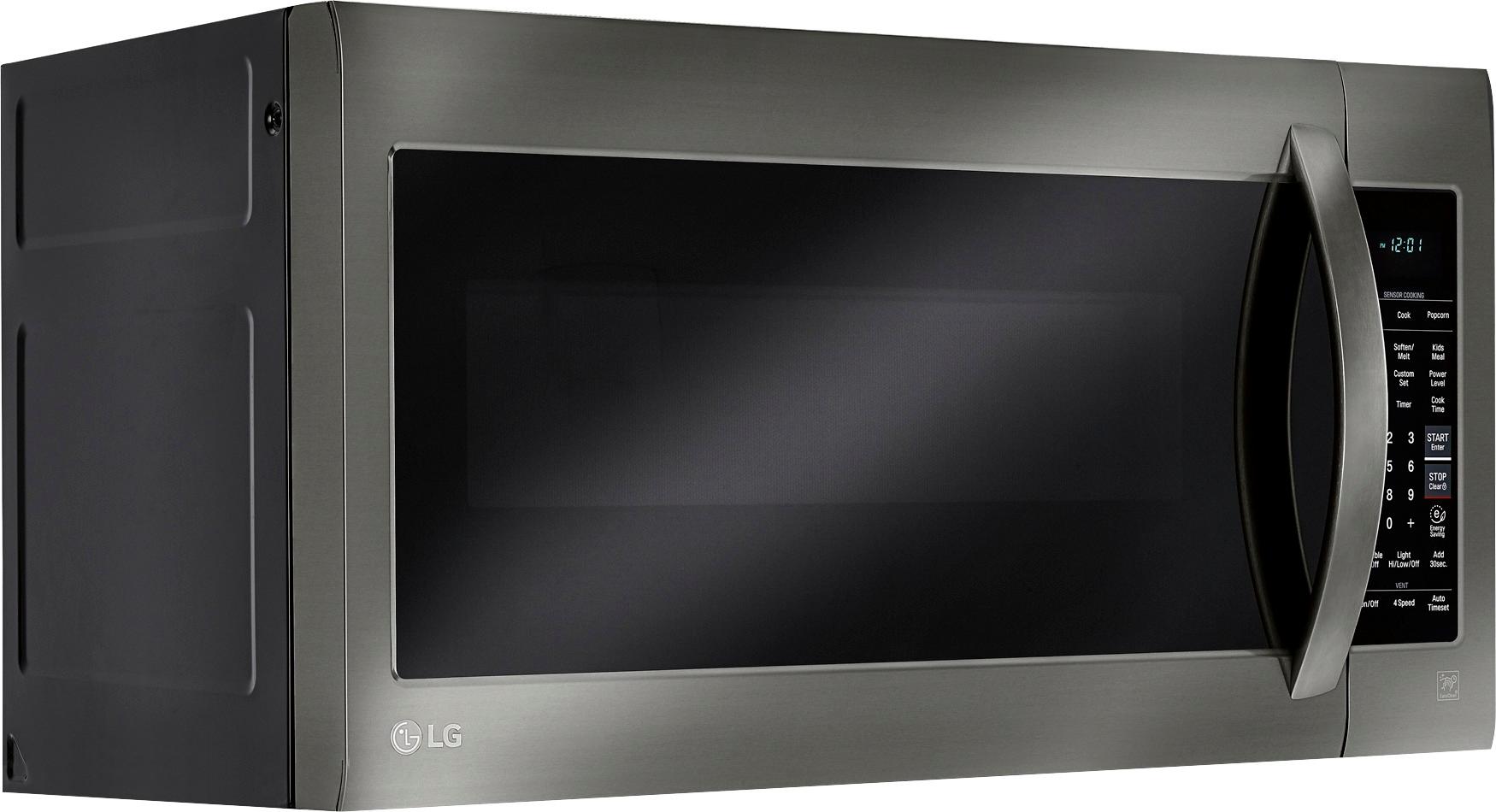 Angle View: LG - 2.0 Cu. Ft. Over-the-Range Microwave with Sensor Cooking and EasyClean - Black Stainless Steel