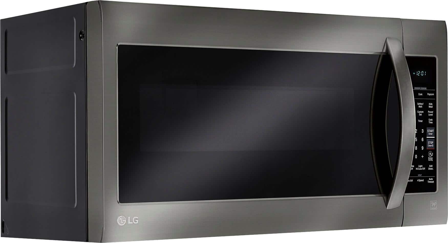 Angle. LG - 2.0 Cu. Ft. Over-the-Range Microwave with Sensor Cooking and EasyClean - Black Stainless Steel.
