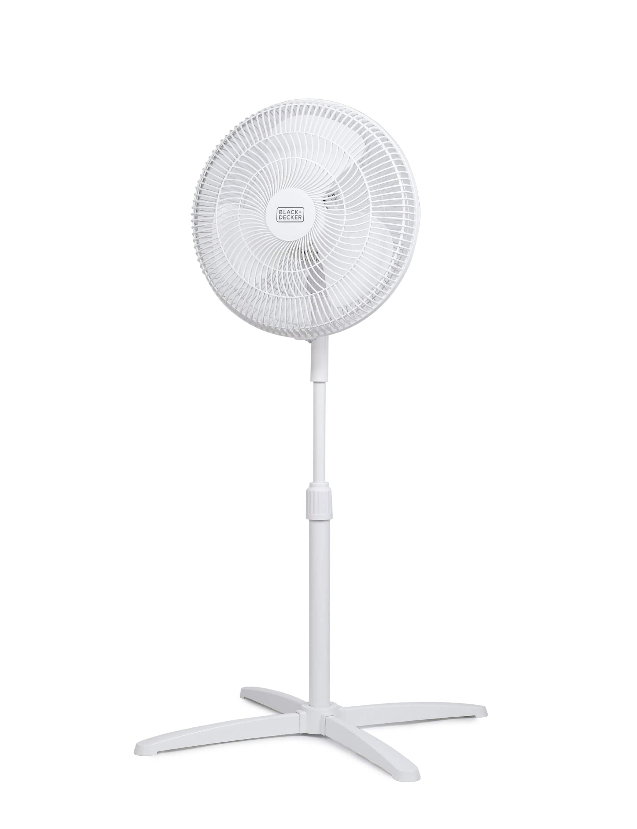Black+Decker - 16-Inch Pedestal Fan, Oscillating Fan for Home and Office, with 3 Speed Settings - White