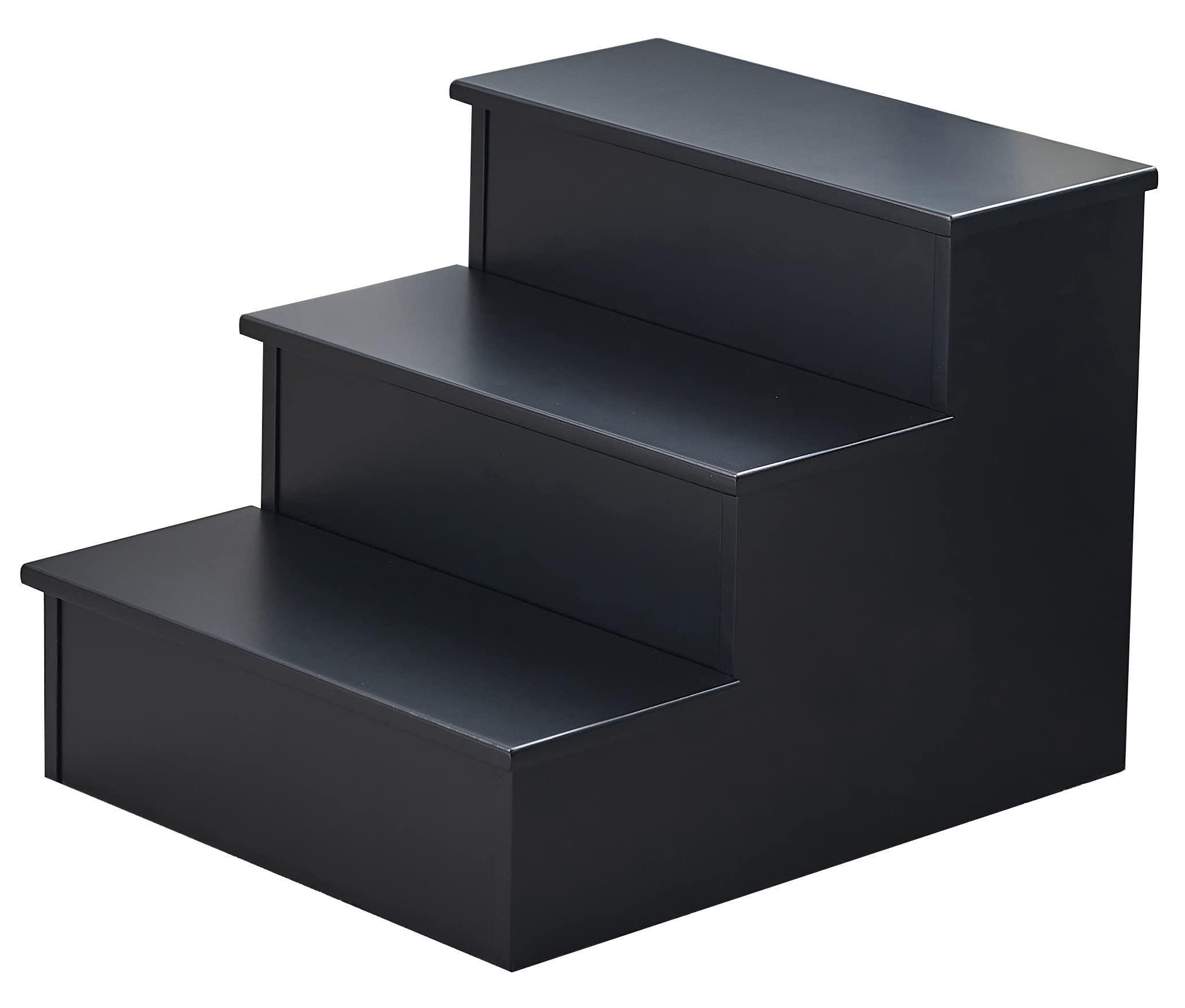 Back. Kings Brand Furniture - Kings Brand Furniture Darien 3 Step Wood Step Stool for Adults or Kids, Dog Stairs - Black.