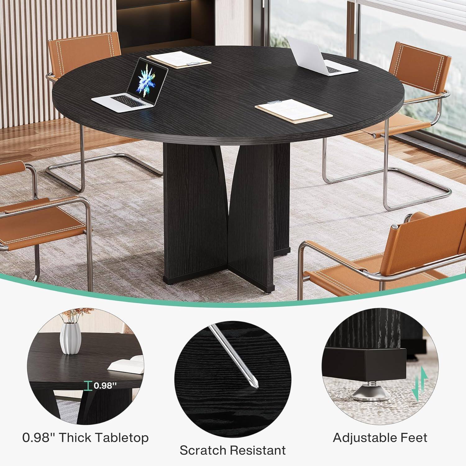 0.98" Thick Tabletop  
Scratch Resistant  
Adjustable Feet