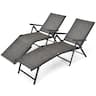 Costway - Patio 2 PCS Folding Chaise Lounge Chair Outdoor Portable Reclining Lounger - Gray