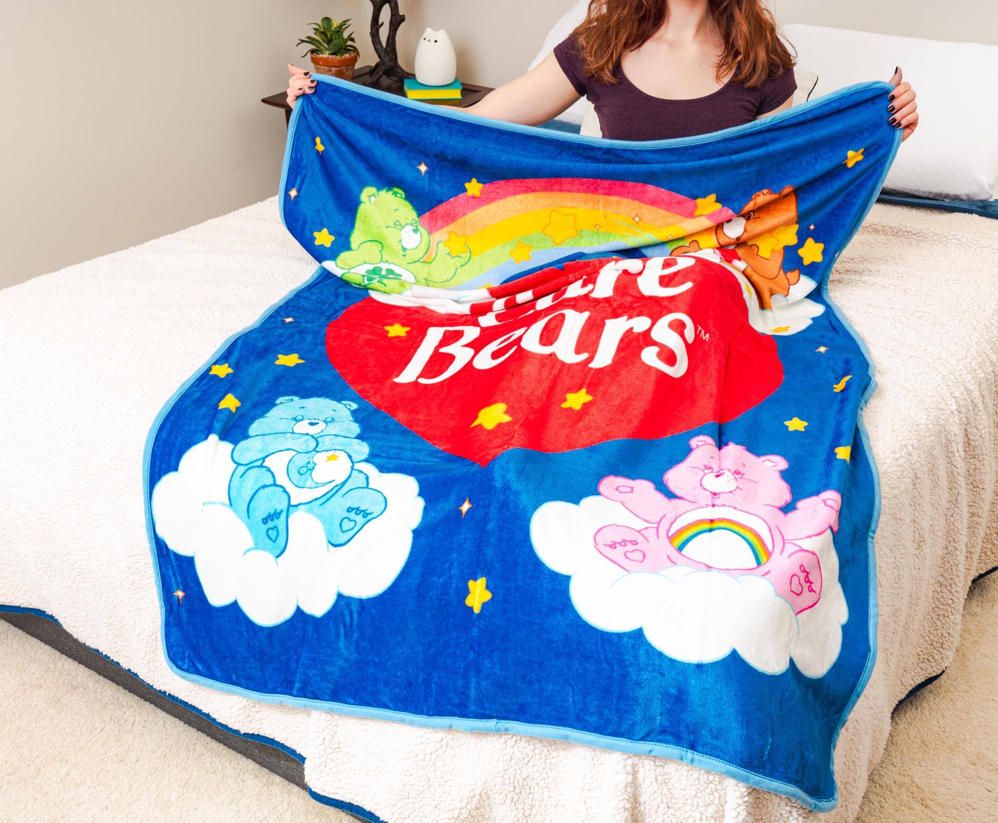 Alt View 5. Silver Buffalo - Care Bears Rainbow Heart Logo Fleece Throw Blanket | 45 x 60 Inches - Blue.