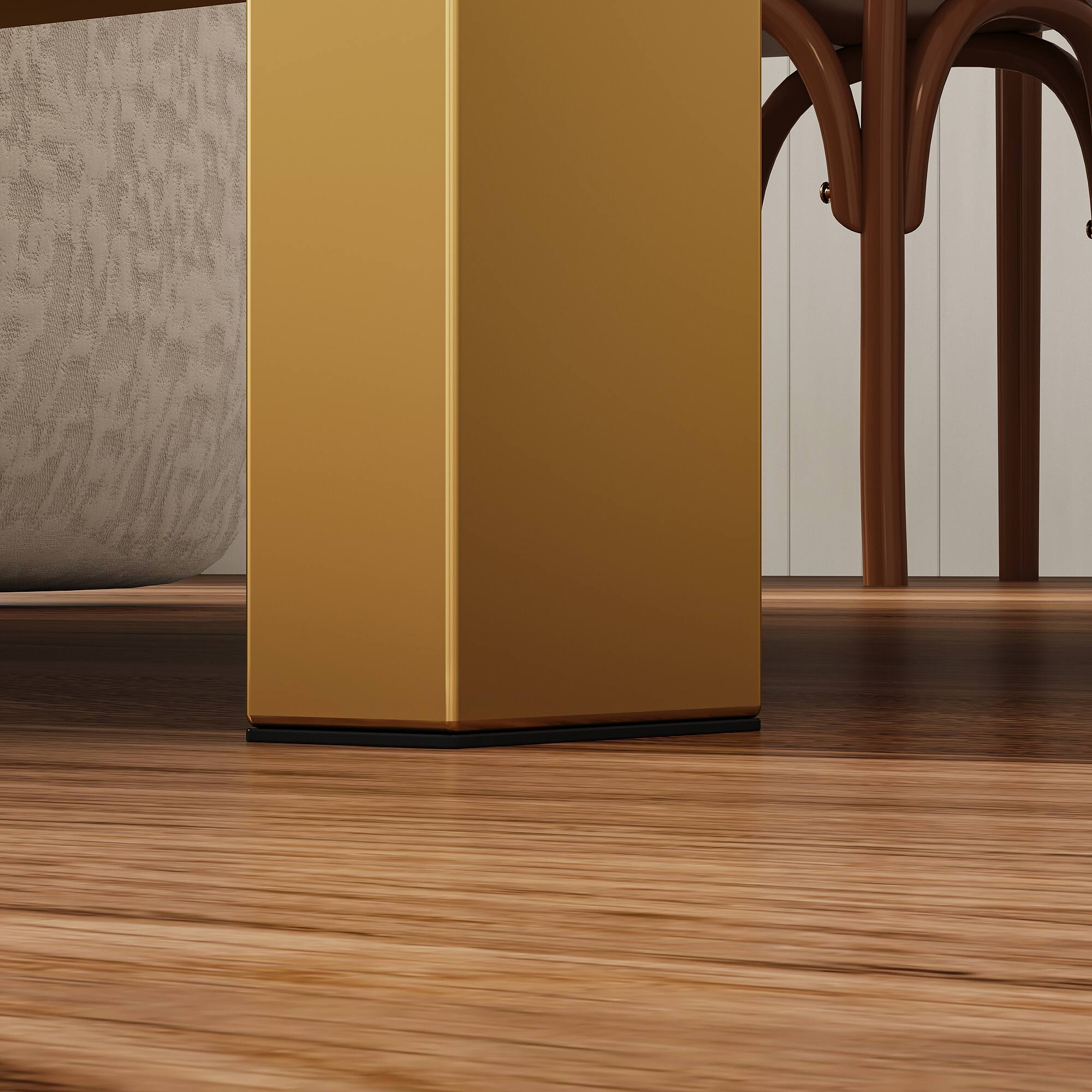 Alt View 6. FUFU & GAGA - FUFU&GAGA 2 - Drawer Nightstand with Gold Accents: Stylish Bedside Storage - Black.