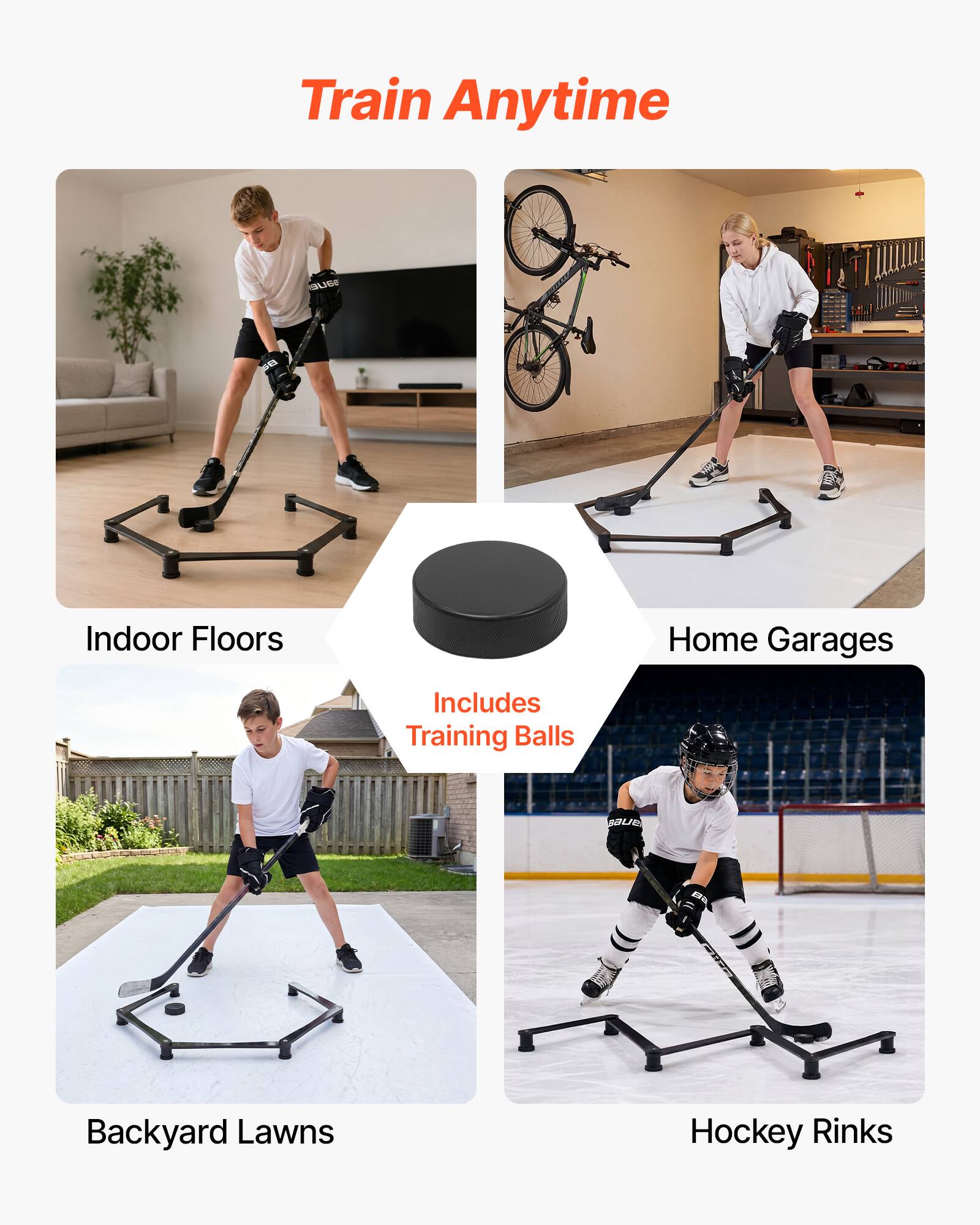 Train Anytime

Indoor Floors
Home Garages
Backyard Lawns
Hockey Rinks

Includes Training Balls