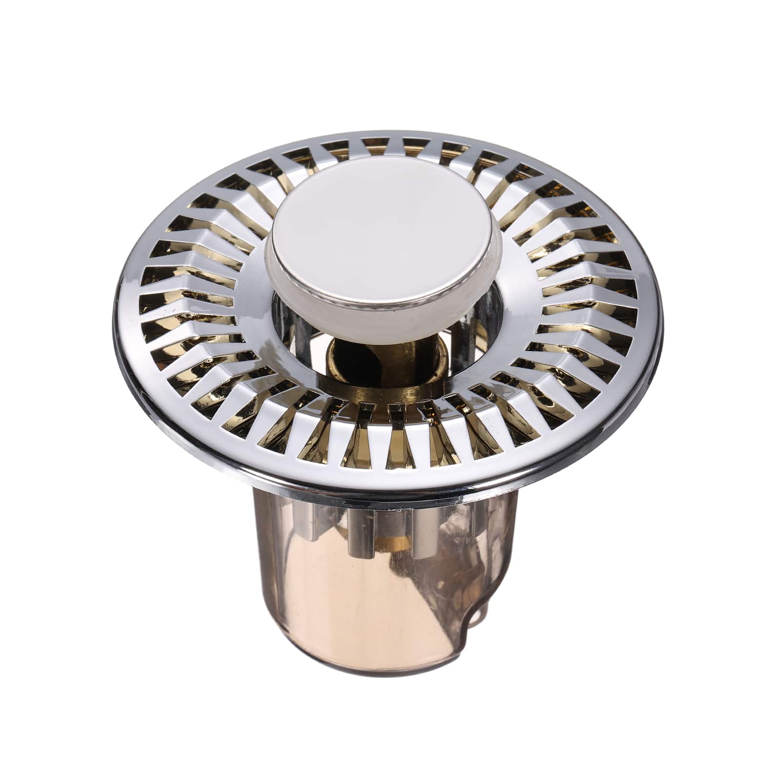 Unique Bargains - 1pc Bathroom Sink Drain Strainer, Drain Plug Filter w/ Removable Odor-Proof Cover for Kitchen Washbasins Bathtub Drains - Gold Silver price history on PriceWatchPro
