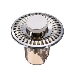 Unique Bargains - 1pc Bathroom Sink Drain Strainer, Drain Plug Filter w/ Removable Odor-Proof Cover for Kitchen Washbasins Bathtub Drains - Gold Silver