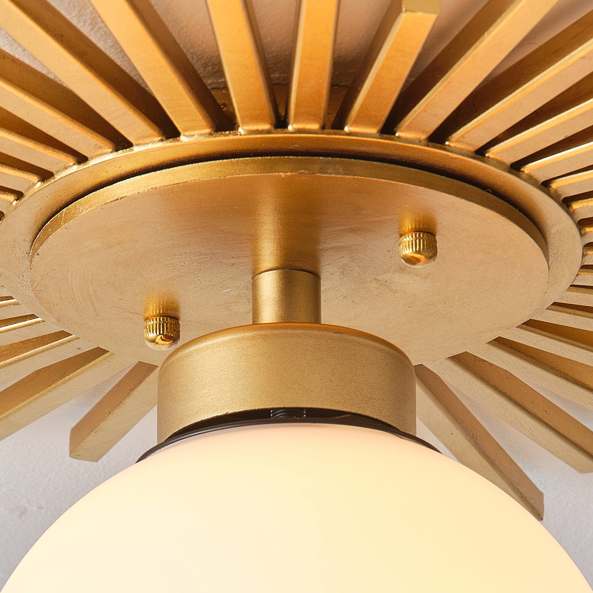 Alt View 2. Parrot Uncle - 17.7 in. 1-Light Gold Semi-Flush Mount Ceiling Light - Gold.
