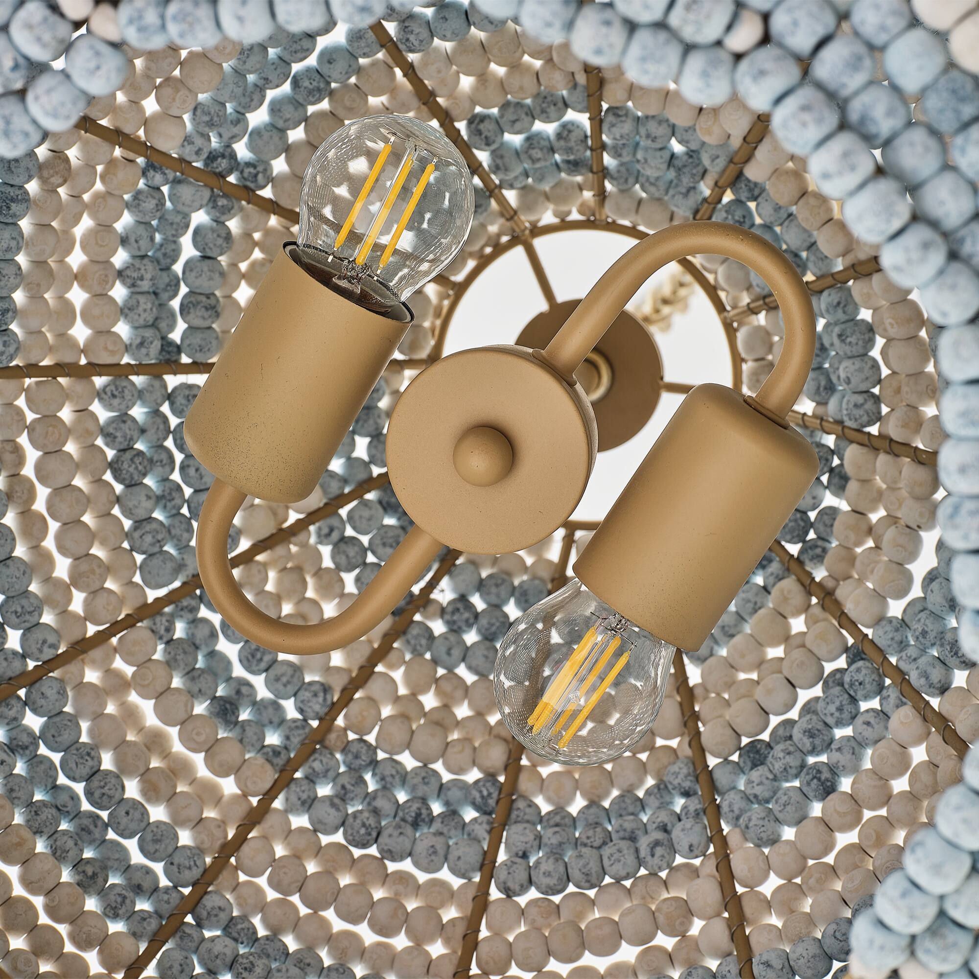 Alt View 6. Parrot Uncle - 15.7" Boho Wood Beaded 2-Light Adjustable Pendant Light for Dining Room and Kitchen Island - White,Blue.