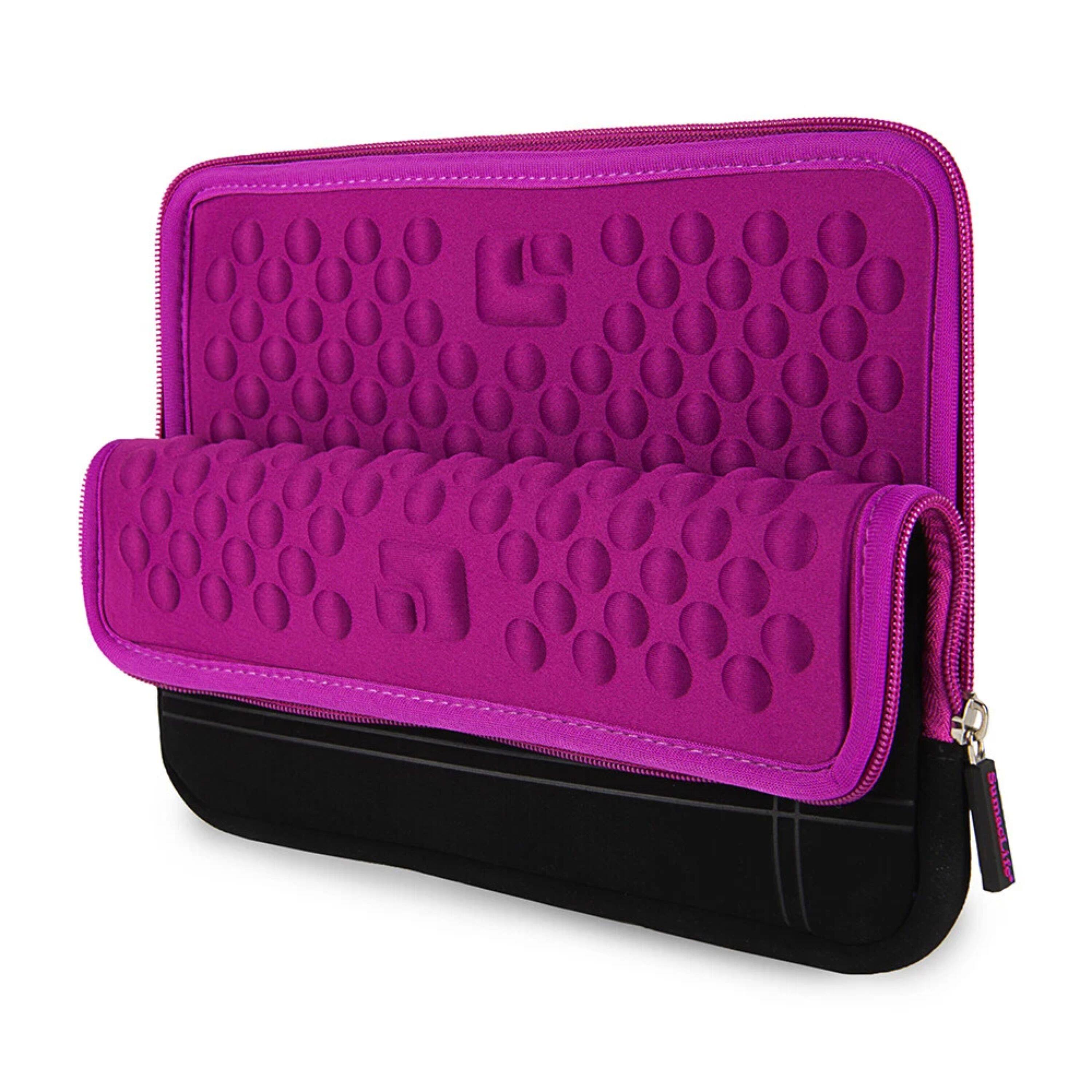 Back. Kitcheniva - Padded Laptop Microsuede Sleeve Case Zip Bag For 13" Laptop Black/Purple - Black/Purple.