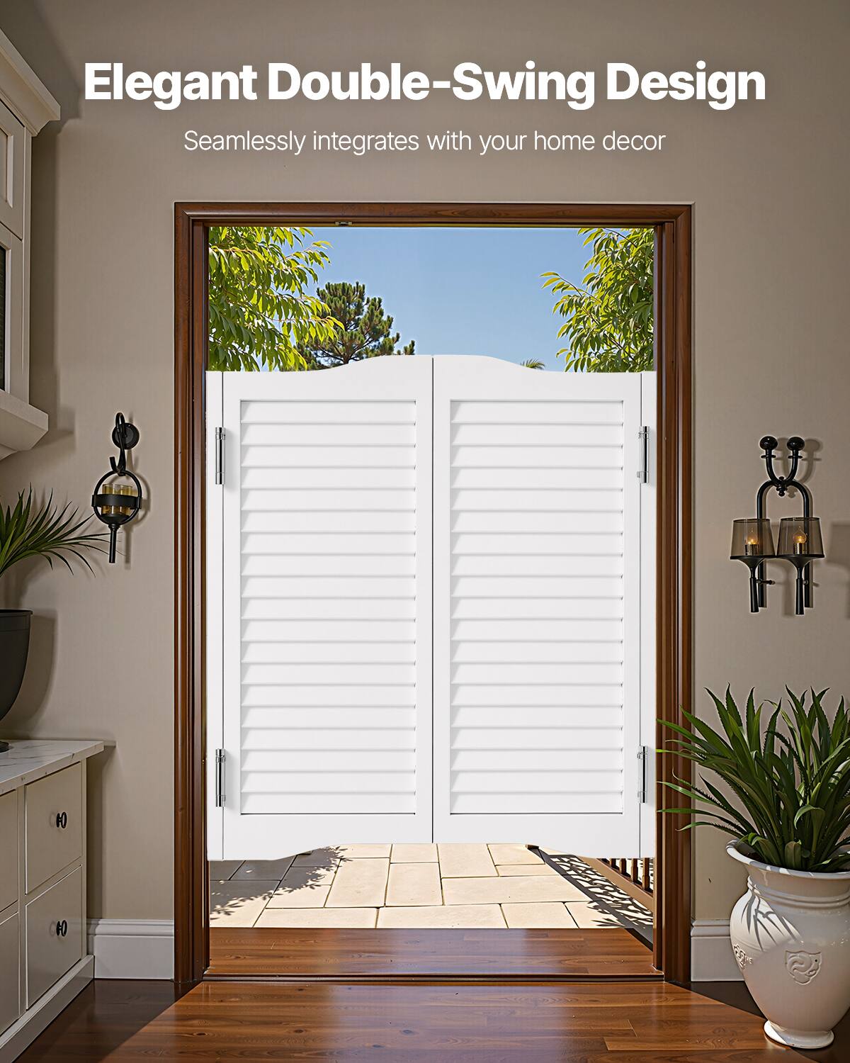 Elegant Double-Swing Design  
Seamlessly integrates with your home decor