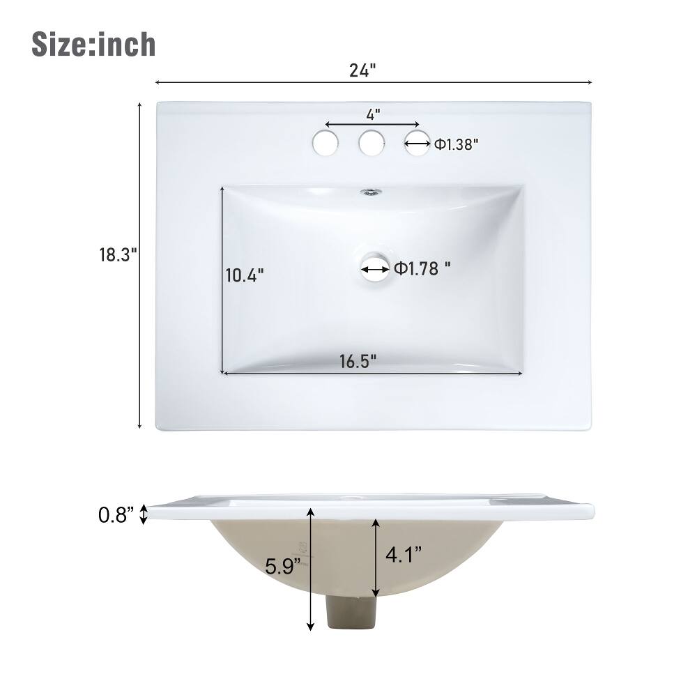 Size: inch  
24"  
4"  
1.38"  
18.3"  
10.4"  
1.78"  
16.5"  
0.8"  
5.9"  
4.1"
