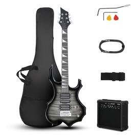 Winado - Burning Fire Design Electric Guitar Kit, 39-inch HSH Pickup Electric Guitar Beginner Guitar Set with Amplifier, Rosewood