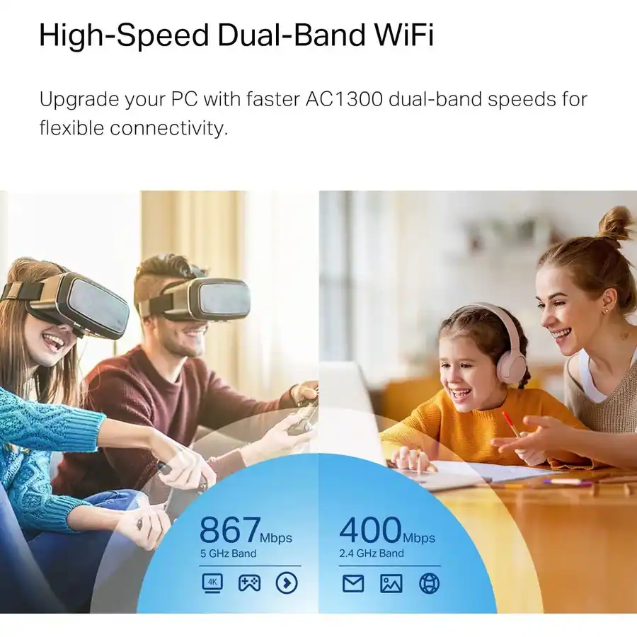 TP Link Archer T3U Nano AC1300 2.4G/5G Dual Band Nano USB WiFi Adapter ...