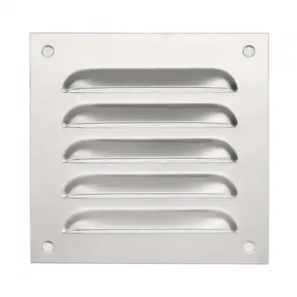 Front. Unique Bargains - 6"x8" Stainless Steel Vent Cover, Screen Air Grille Ventilation Cover HVAC Louvered Grill Built-in Mesh for Home - Silver.