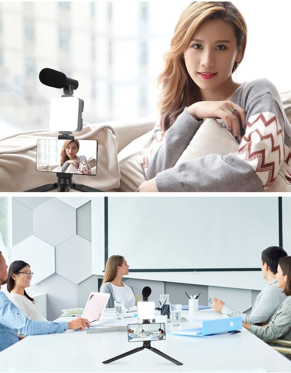 Alt View 2. TECH SAFARI - Vlogging Kit With Tripod Led Light Microphone Phone Mount Compatible Smartphones Cameras Tablets 8 Starter - 7) Beginner Kit.