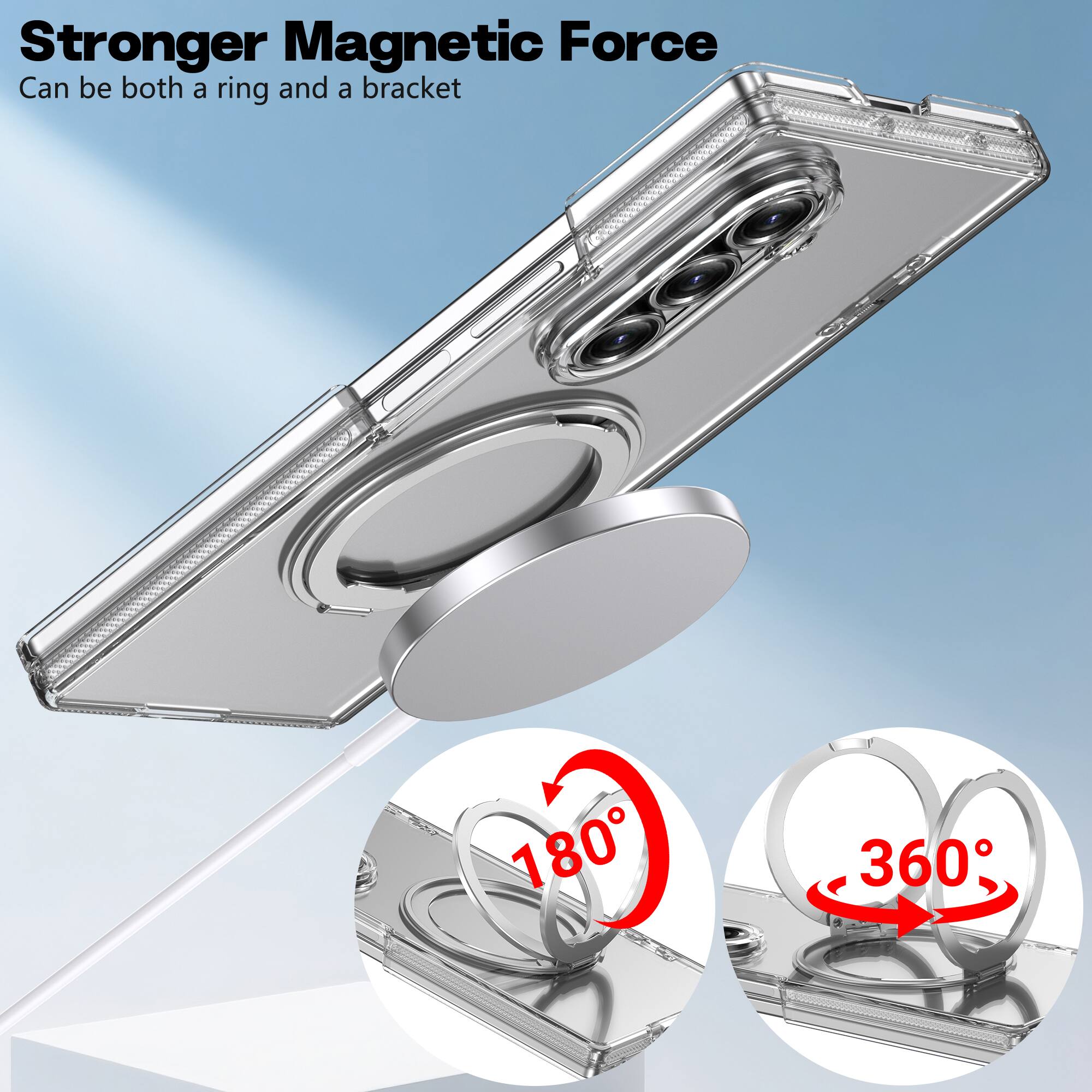 Stronger Magnetic Force  
Can be both a ring and a bracket  
180°  
360°