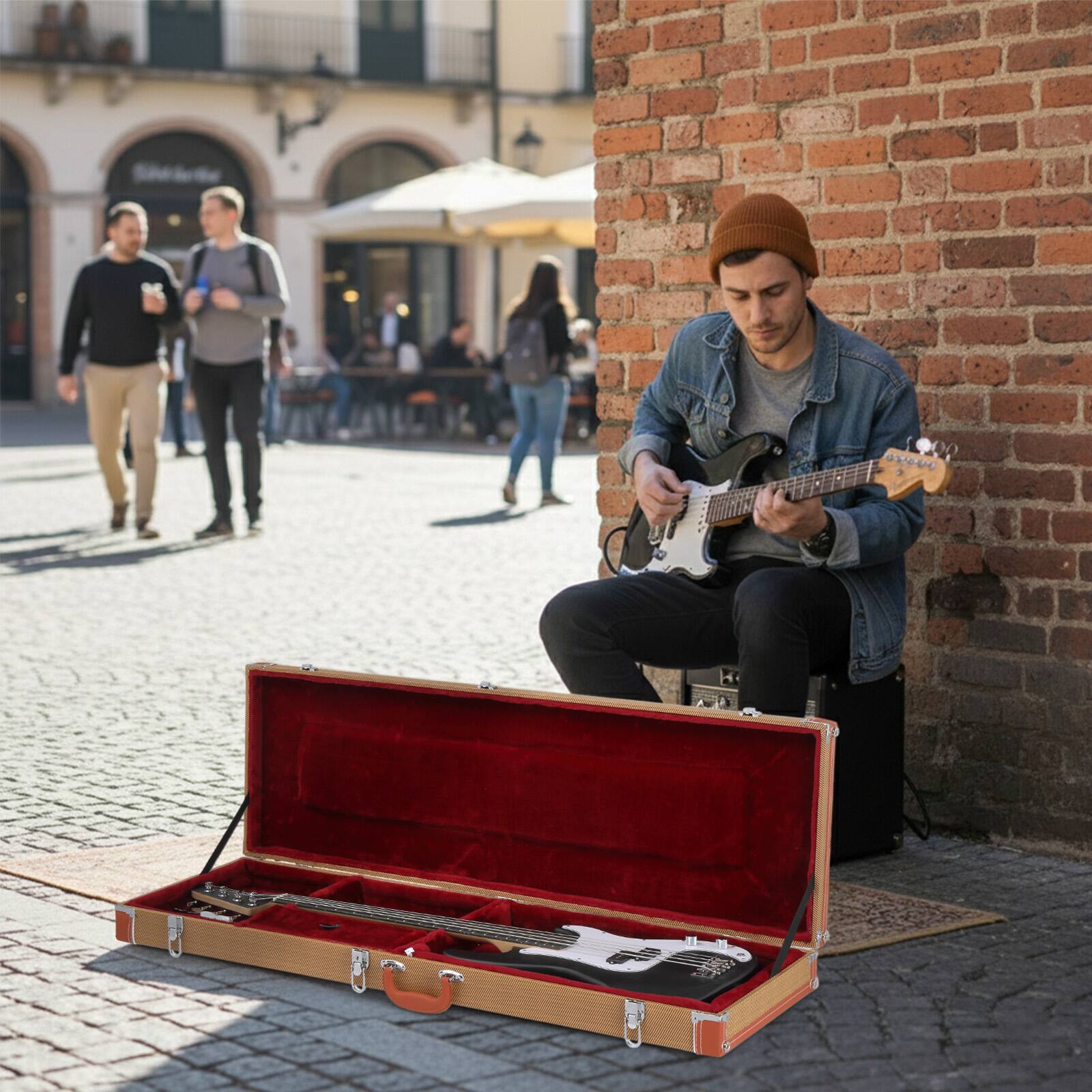 Alt View 3. Winado - Microgroove Hard Shell Fits Electric Bass Case Black With Lockable.