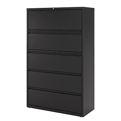 Alt View 2. Staples - HL8000 Commercial 5 File Drawers Lateral File Cabinet, Locking, Black, Letter/Legal, 42"W (21748D) - Black.