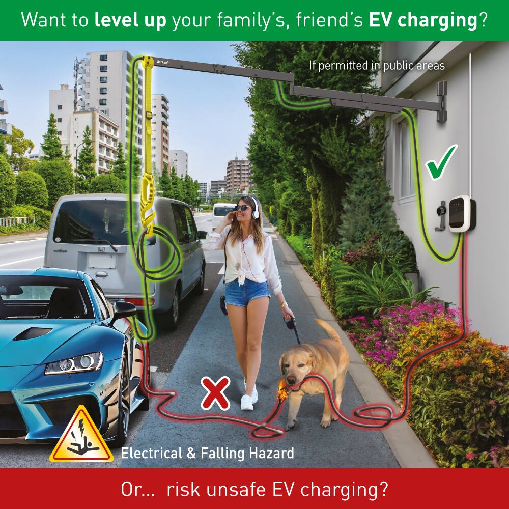 Want to level up your family's, friend's EV charging?

If permitted in public areas

Electrical & Falling Hazard

Or... risk unsafe EV charging?