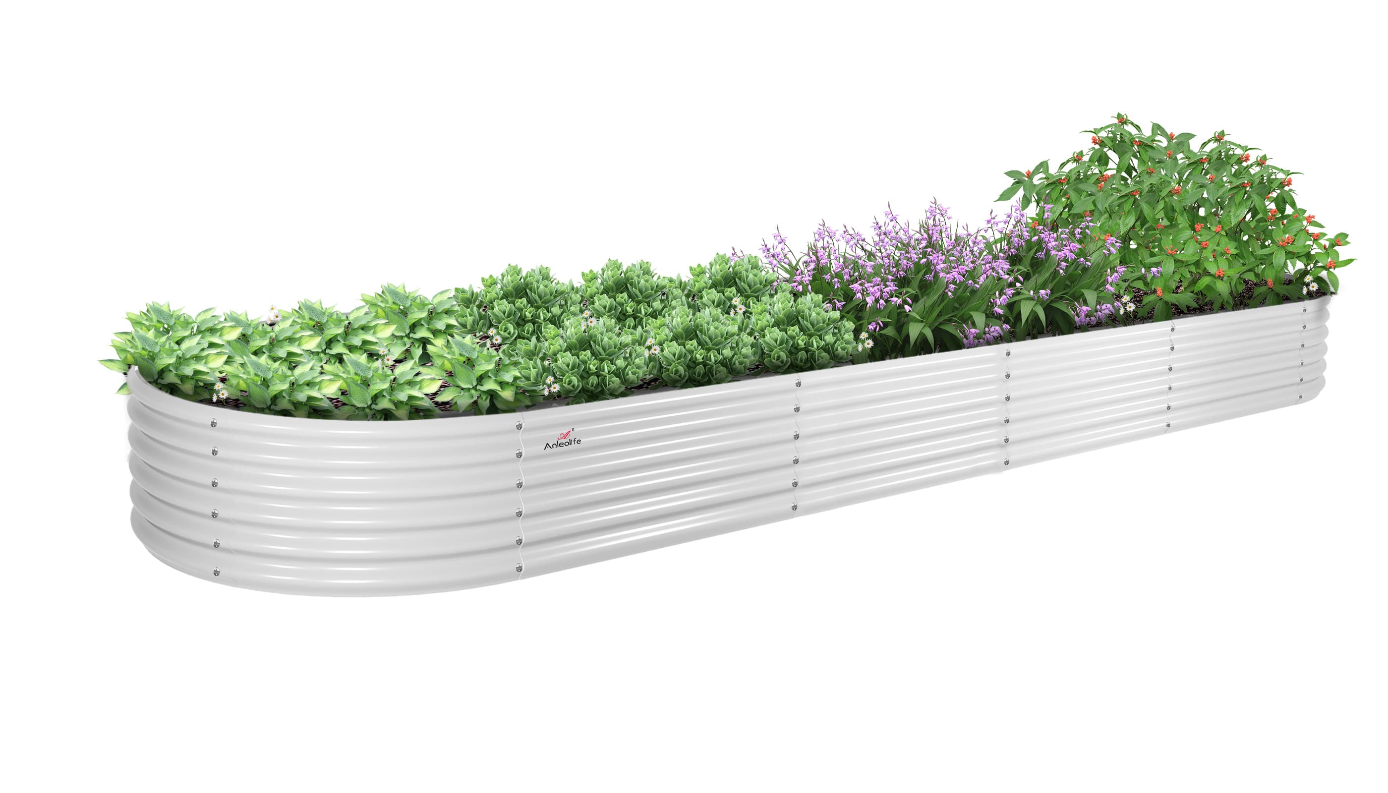 A Anleolife - Metal Oval Large Raised Garden Bed Planter Boxes for Vegetables Flowers Herbs (144 in. L x 36 in. W x 18 in. H) - White price history on PriceWatchPro
