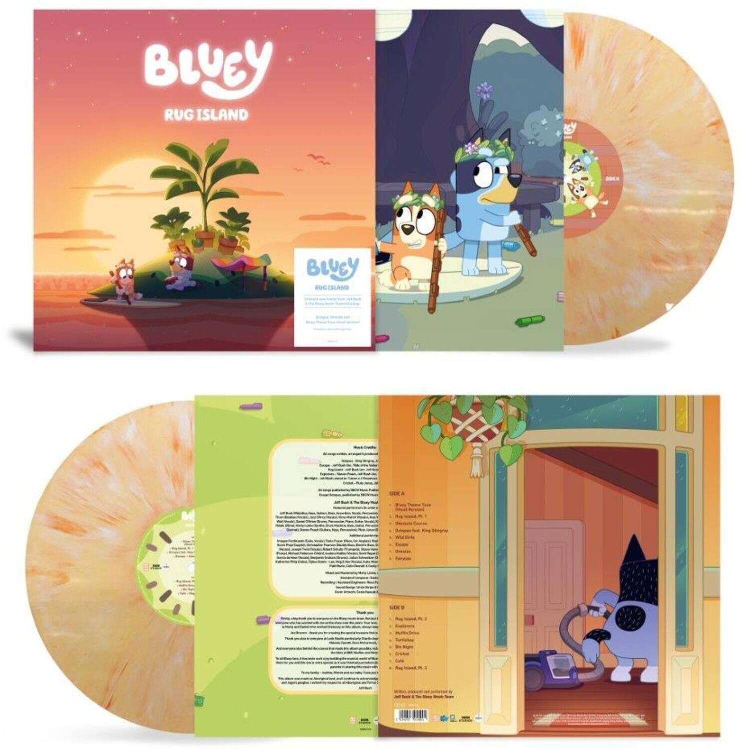 **Front Cover:**
- Bluey
- Rug Island

**Back Cover:**
- Bluey
- Rug Island

**Disc Side A:**
- Bluey
- Rug Island
- Episode 1
- Episode 2
- Episode 3
- Episode 4
- Episode 5
- Episode 6
- Episode 7
- Episode 8
- Episode 9
- Episode 10
- Episode 11
- Episode 12
- Episode 13
- Episode 14
- Episode 15
- Episode 16
- Episode 17
- Episode 18
- Episode 19
- Episode 20
- Episode 21
- Episode 22
- Episode 23
- Episode 24
- Episode 25
- Episode 26
- Episode 27
- Episode 28
- Episode 29
- Episode 30
- Episode 31
- Episode 32
- Episode 33
- Episode 34
- Episode 35
- Episode 36
- Episode 37
- Episode 38
- Episode 39
- Episode 40
- Episode 41
- Episode 42
- Episode 43
- Episode 44
- Episode 45
- Episode 46
- Episode 47
- Episode 48
- Episode 49
- Episode 50
- Episode 51
- Episode 52
- Episode 53
- Episode 54
- Episode 55
- Episode 56
- Episode 57
- Episode 58
- Episode 59
- Episode 60
- Episode 61
- Episode 62
- Episode 63
- Episode 64
- Episode 65
- Episode 66
- Episode 67
- Episode 68
- Episode 69
- Episode 70
- Episode 71
- Episode 72
- Episode 73
- Episode 74
- Episode 75
- Episode 76
- Episode 77
- Episode 78
- Episode 79
- Episode 80
-