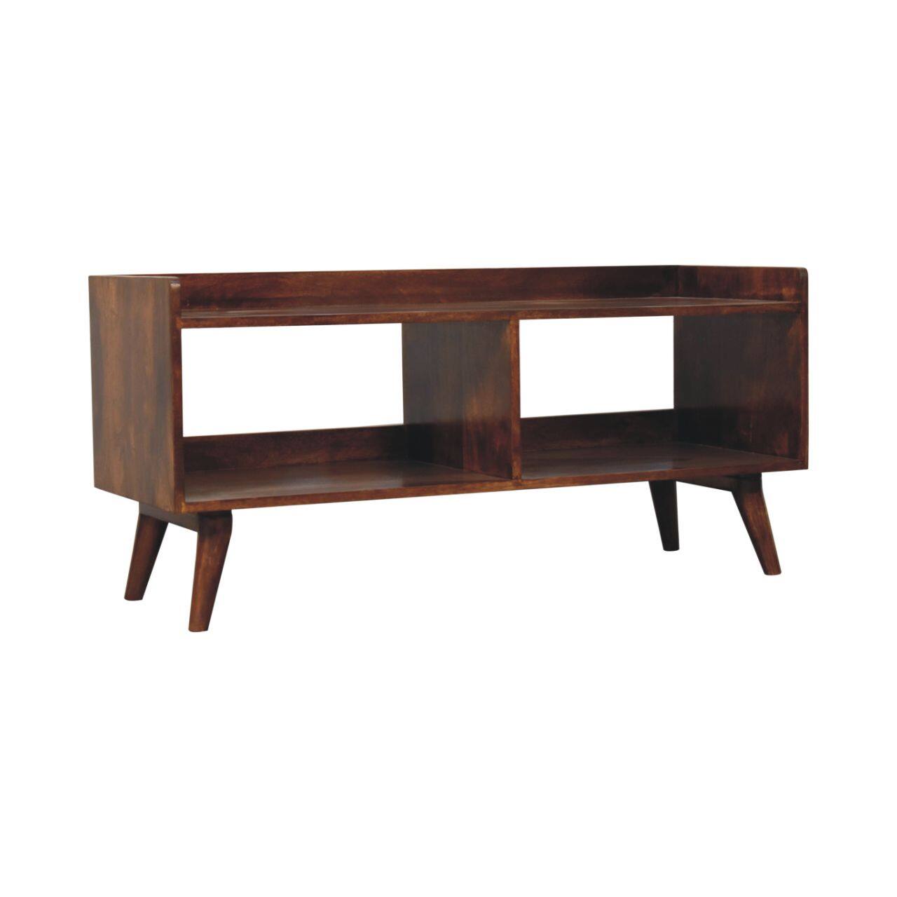 Left. Artisan Furniture - Artisan Furniture Solid Wood Open-top Chestnut Media Unit, 2 Open Slots, Dark Brown - Brown.