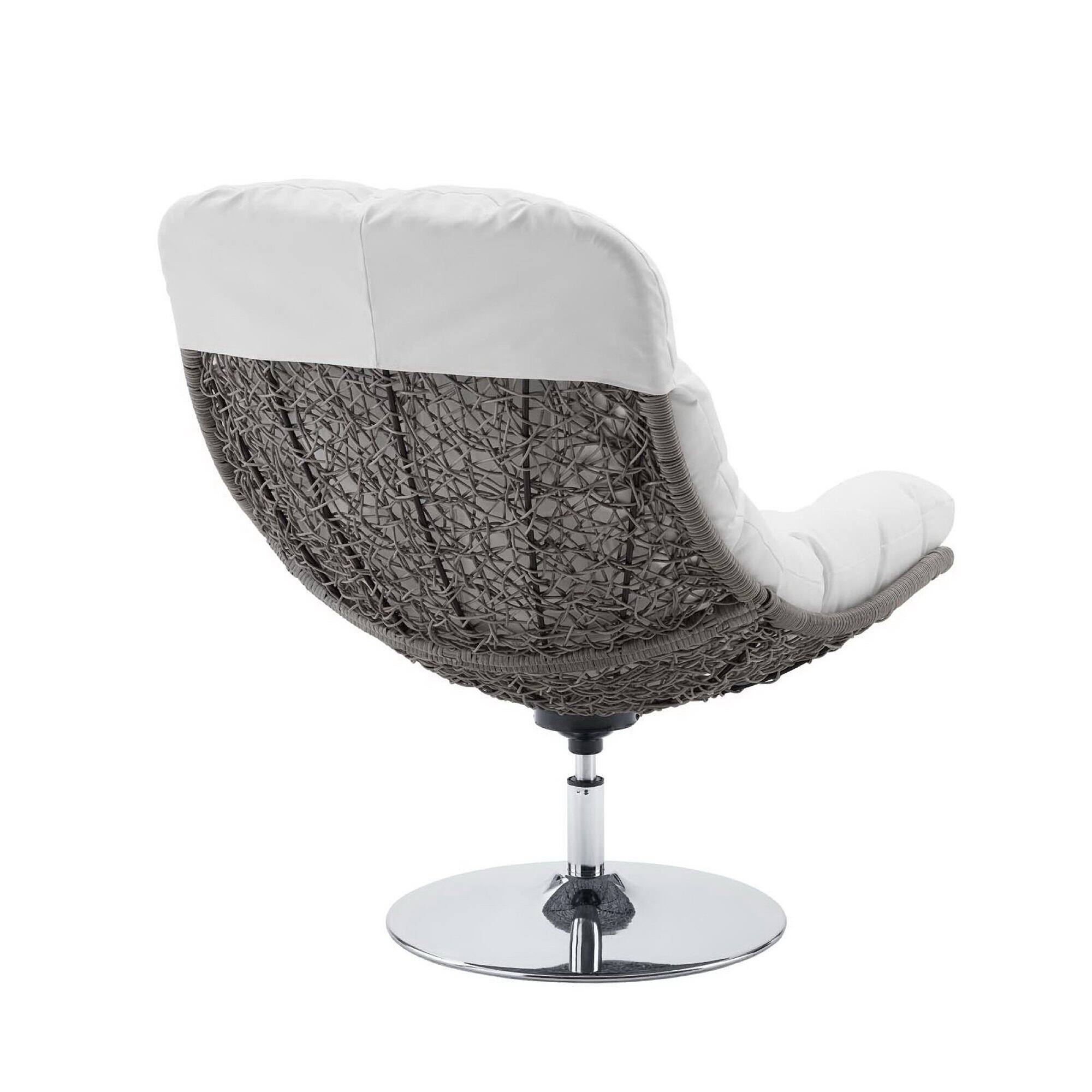 Alt View 1. Modway - Brighton Wicker Rattan Outdoor Patio Swivel Lounge Chair by Modway - Light Gray White.