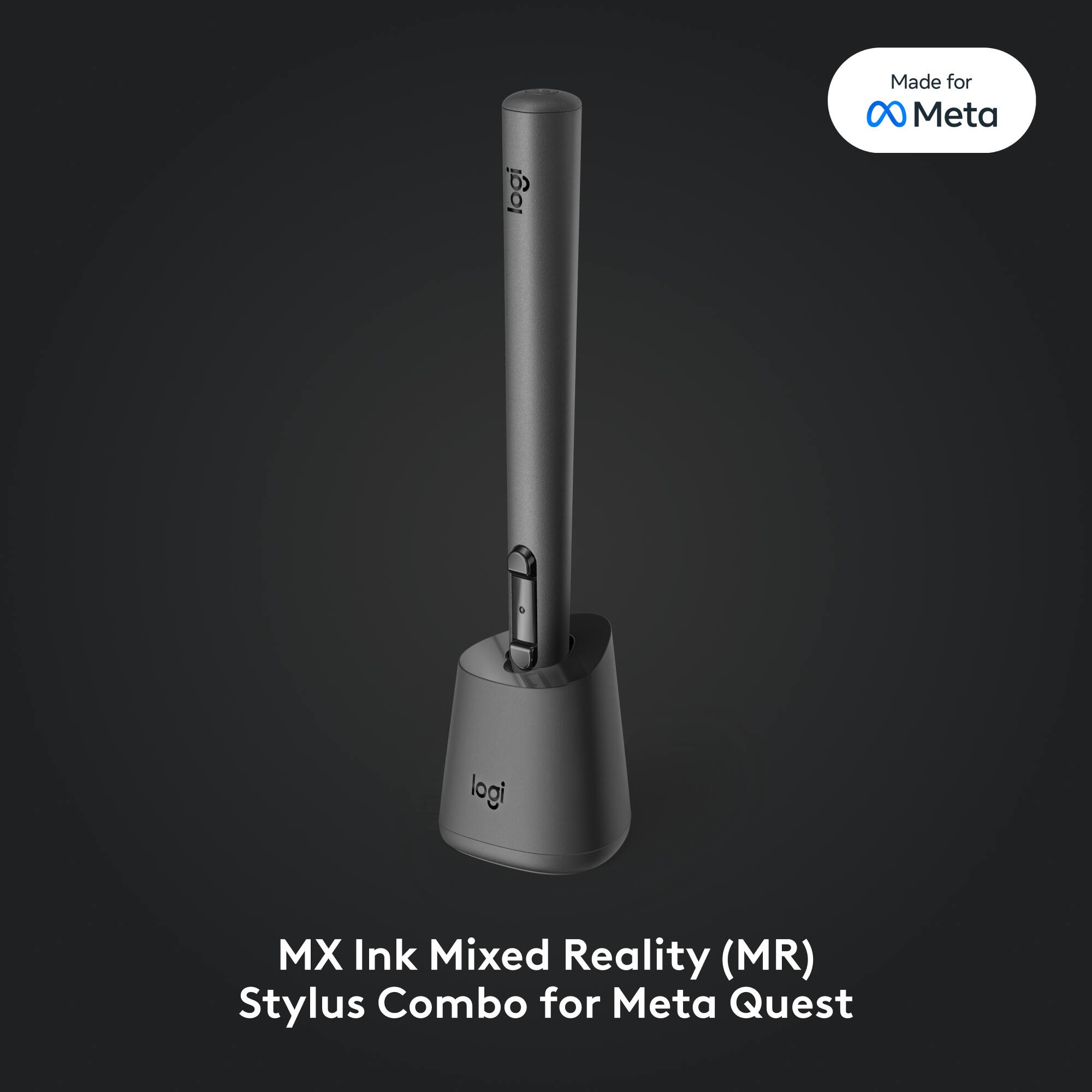 Made for Meta Quest, the MX Ink Mixed Reality (MR) Stylus Combo is a stylish and functional accessory for your Meta Quest headset. The combo includes a grey stylus and a grey ink pen, allowing you to enjoy a more immersive and interactive experience while using your Meta Quest. The stylus is designed to work seamlessly with the Meta Quest's motion-sensing capabilities, providing a more precise and responsive input method. The ink pen allows you to draw and write directly on the Meta Quest's display, adding a creative and expressive element to your virtual world. Together, these two accessories enhance your Meta Quest experience and offer a versatile and engaging toolset for your virtual adventures.