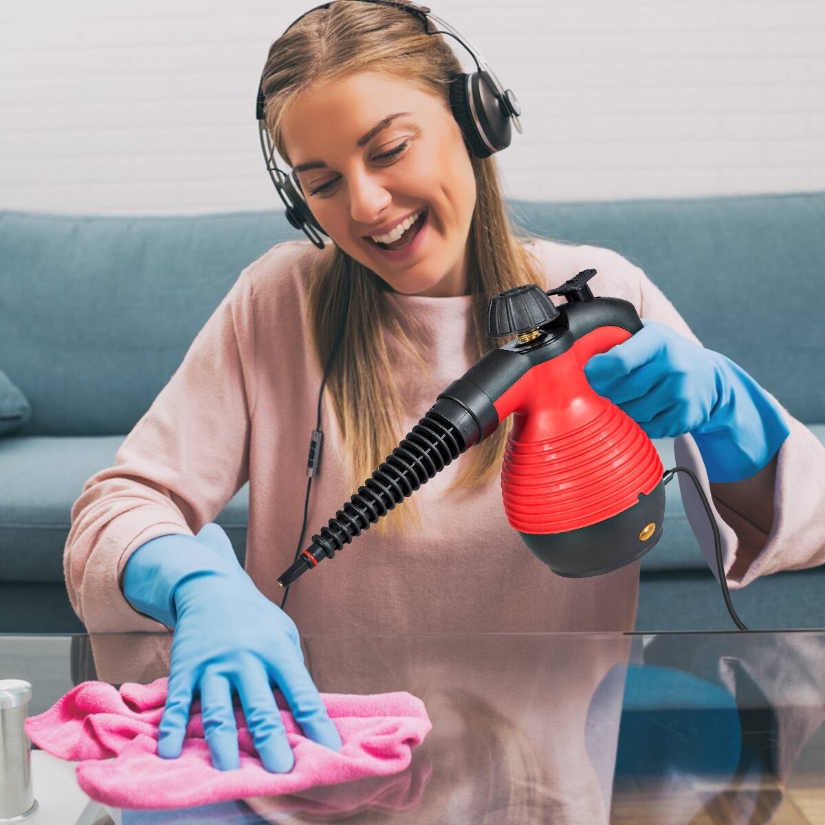 Alt View 7. Costway - Costway Multifunction Portable Steamer Household Steam Cleaner 1050W with Attachments - Red.