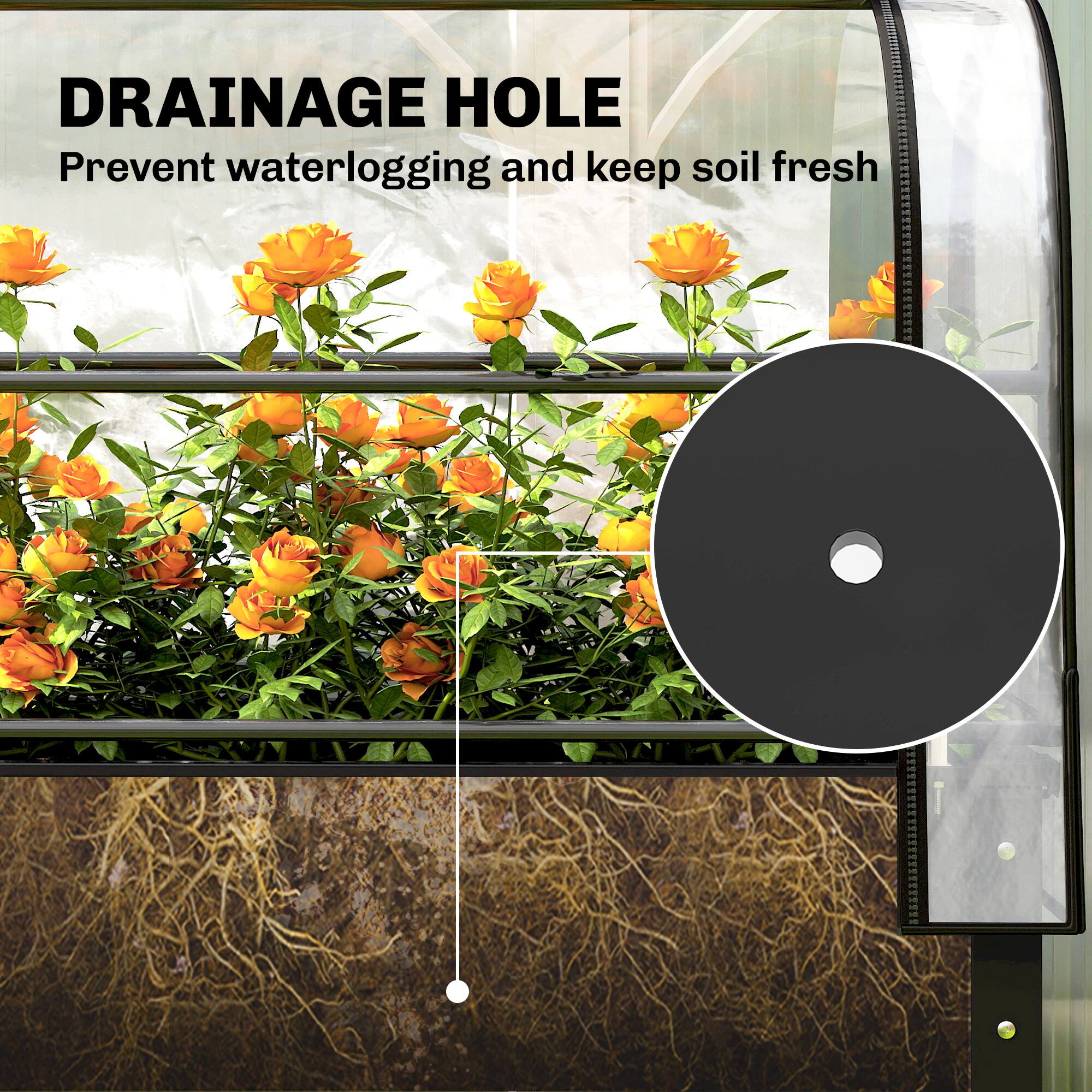 DRAINAGE HOLE  
Prevent waterlogging and keep soil fresh