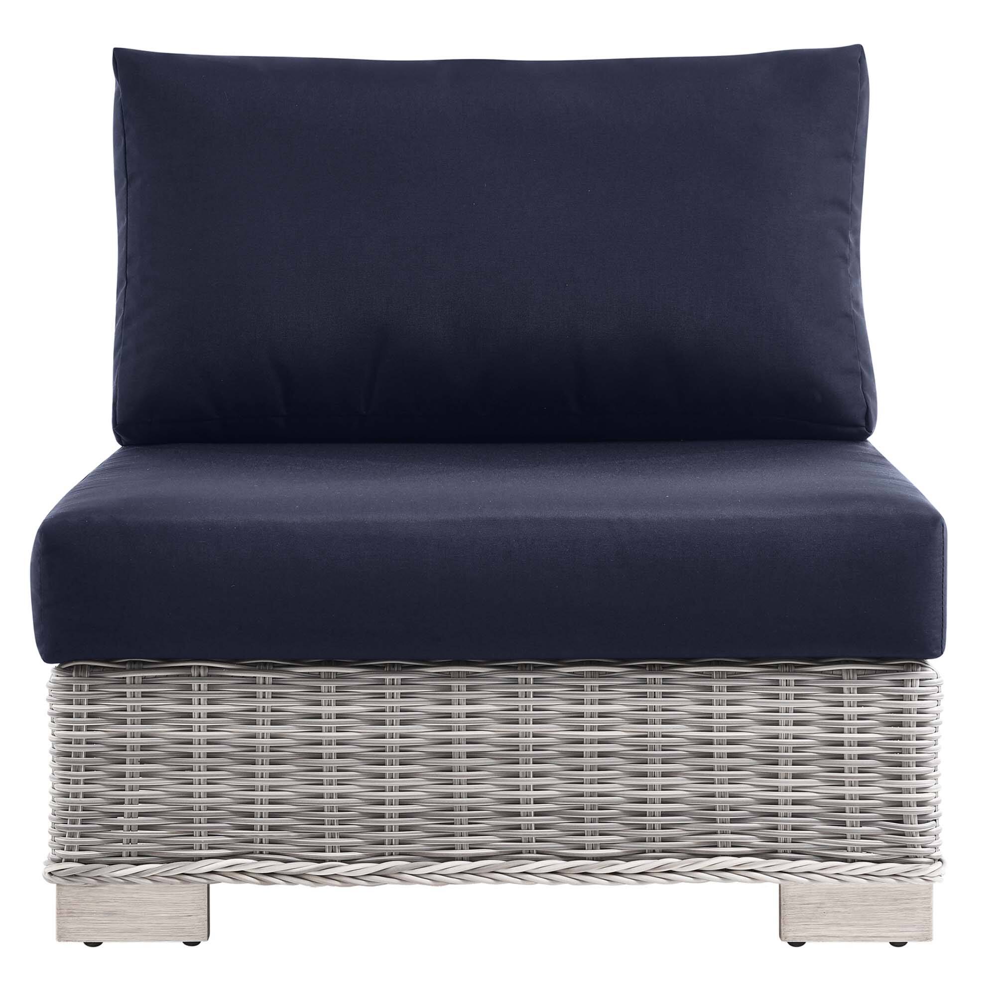 Alt View 3. Modway - Conway Outdoor Patio Wicker Rattan Armless Chair by Modway - Light Gray Navy.
