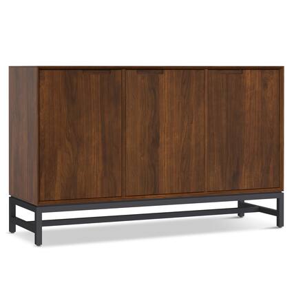 Front. Simpli Home - Simpli Home Banting 58 inch Wide 3 Door Sideboard Buffet in Natural Walnut Veneer - Natural Walnut.