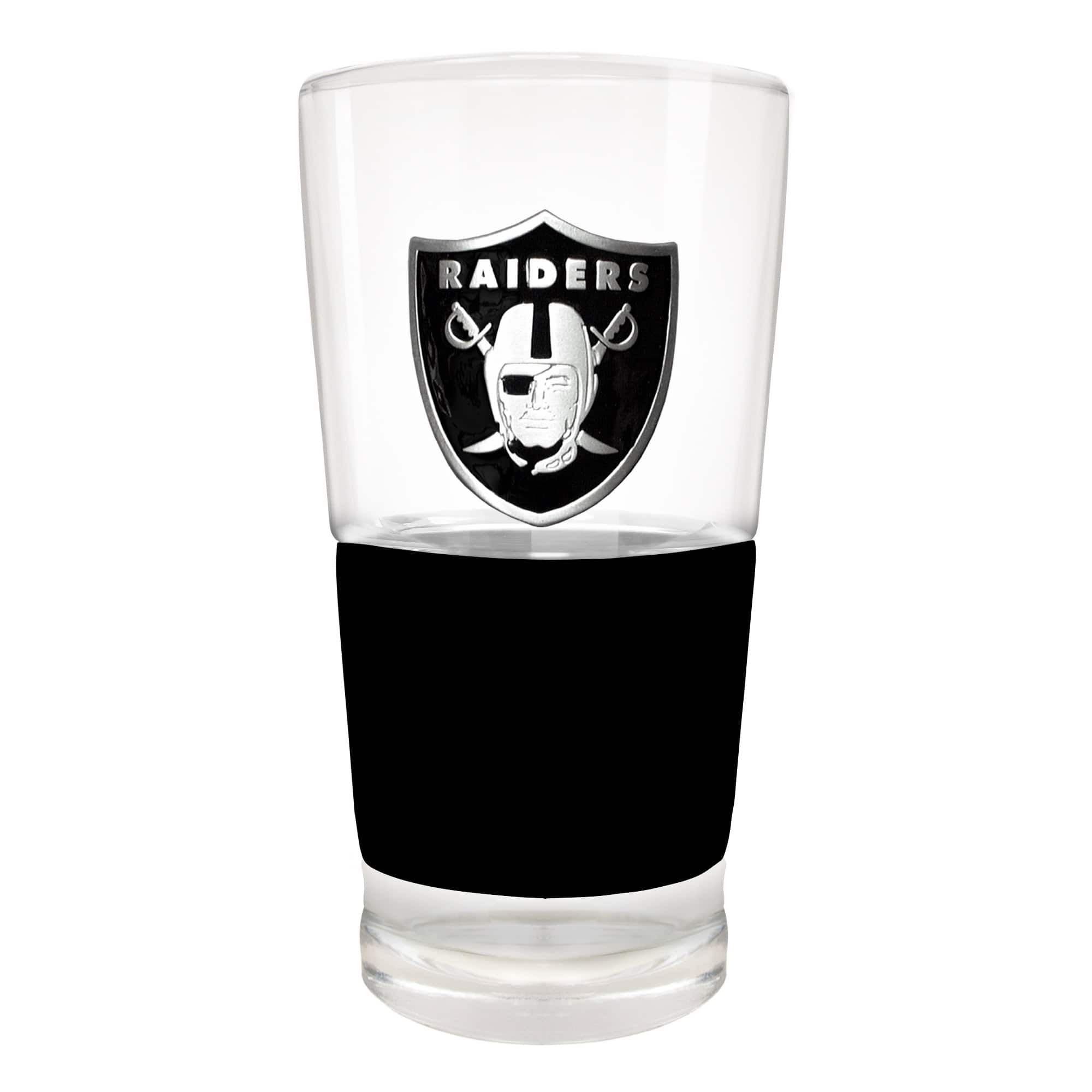 Front. Great American Products - Las Vegas Raiders 22oz. Pilsner Glass with Silicone Grip - Black.